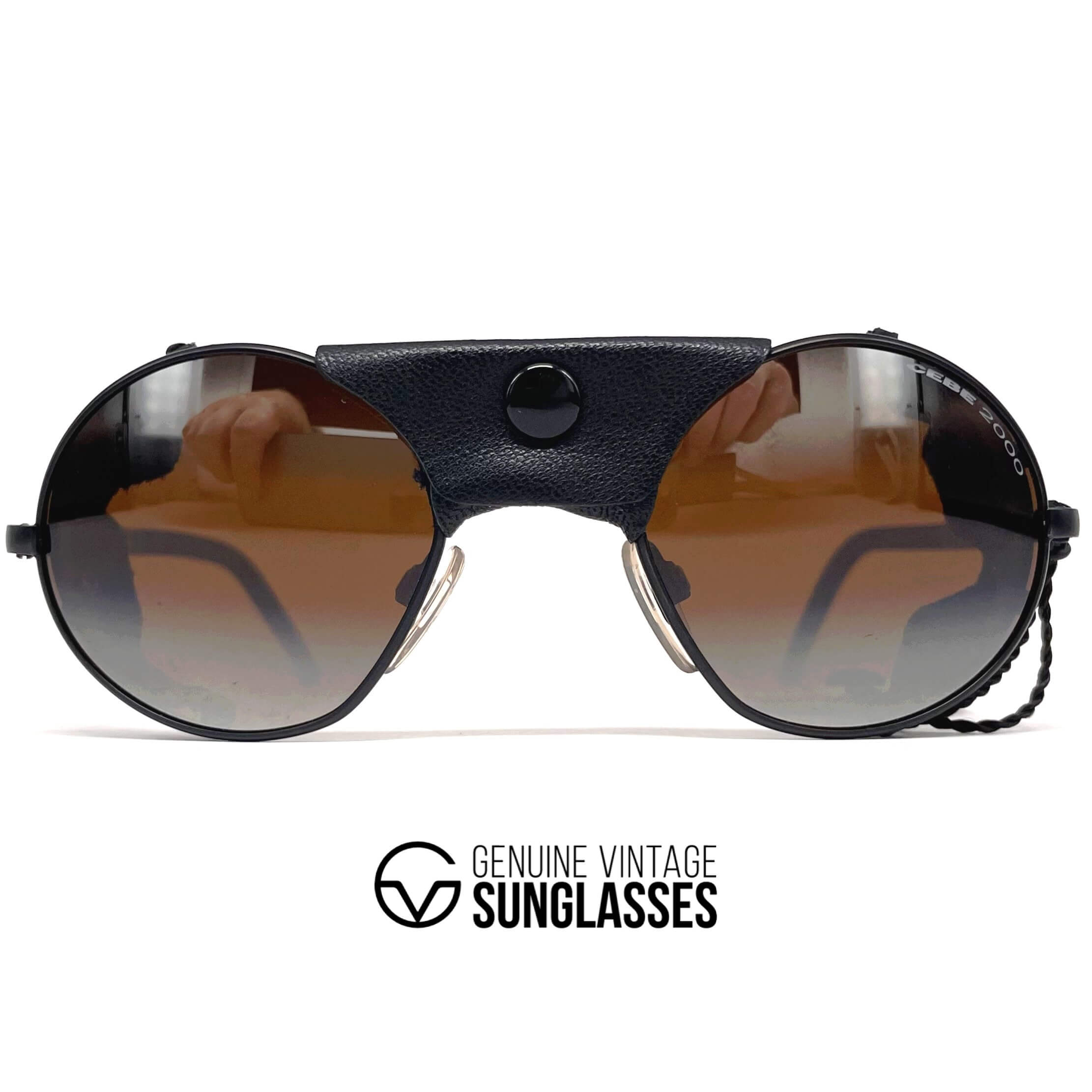 Vintage CEBE 2000 black leather glacier sports sunglasses