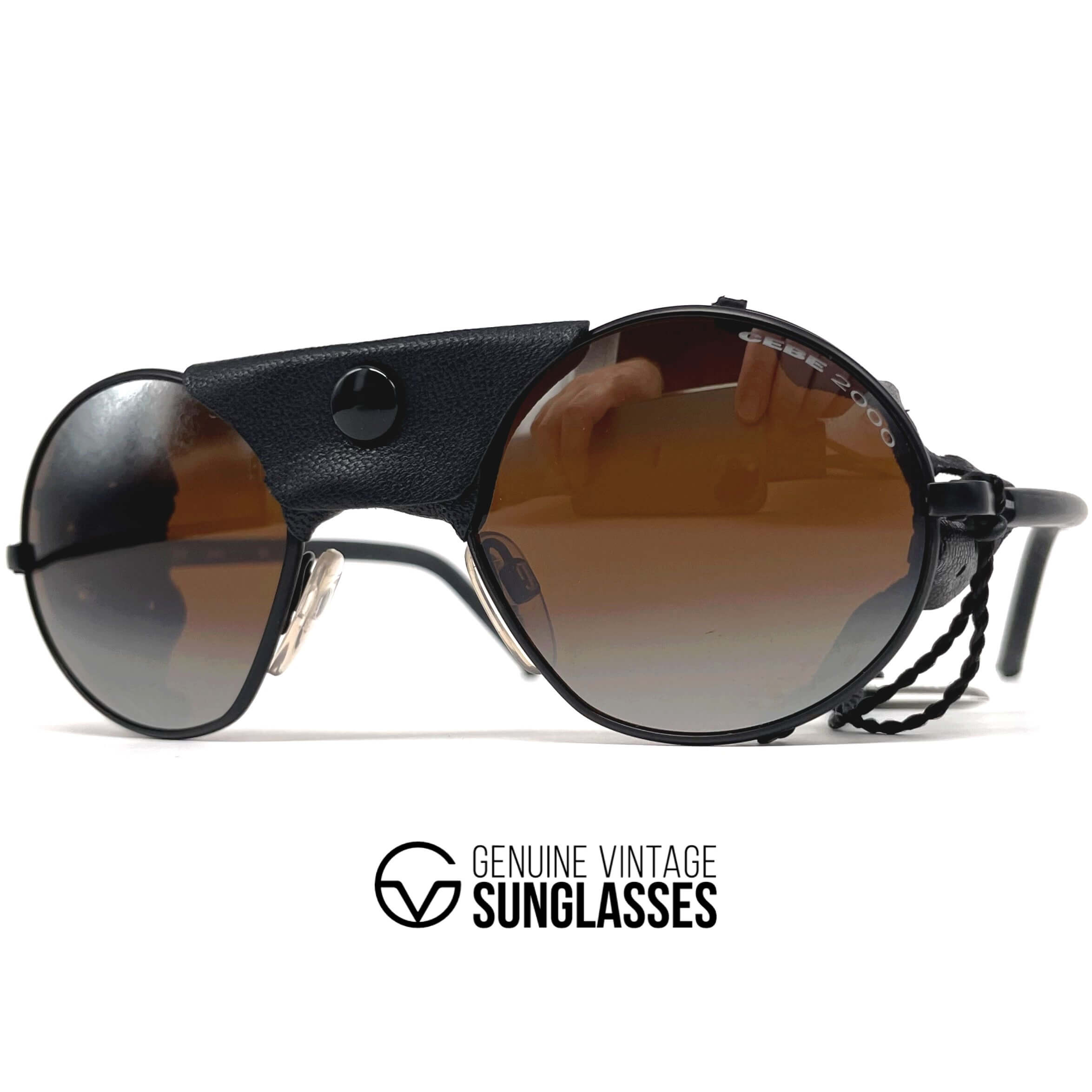 Vintage CEBE 2000 black leather glacier sports sunglasses