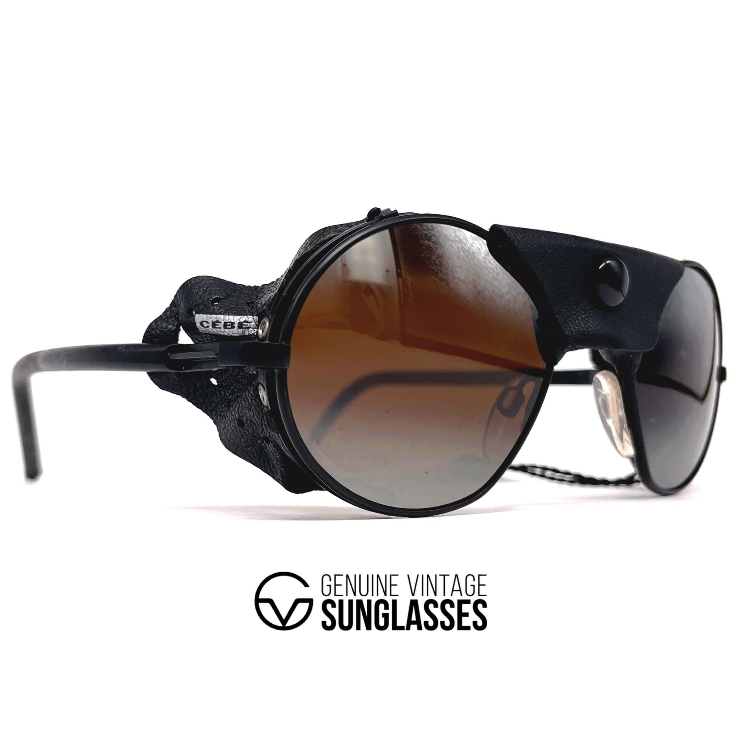Vintage CEBE 2000 black leather glacier sports sunglasses