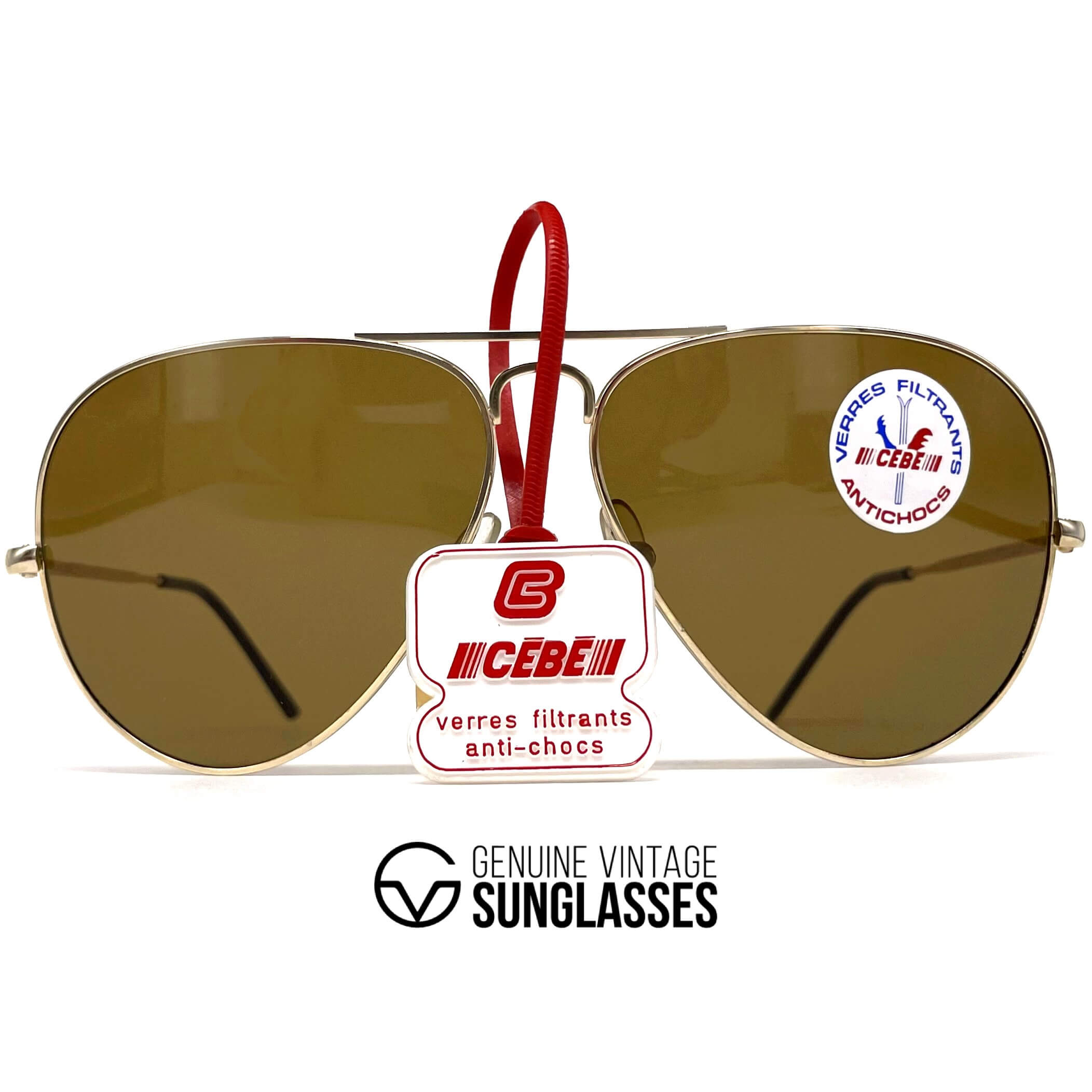 Vintage CEBE 106 Metal gold mineral aviator sunglasses