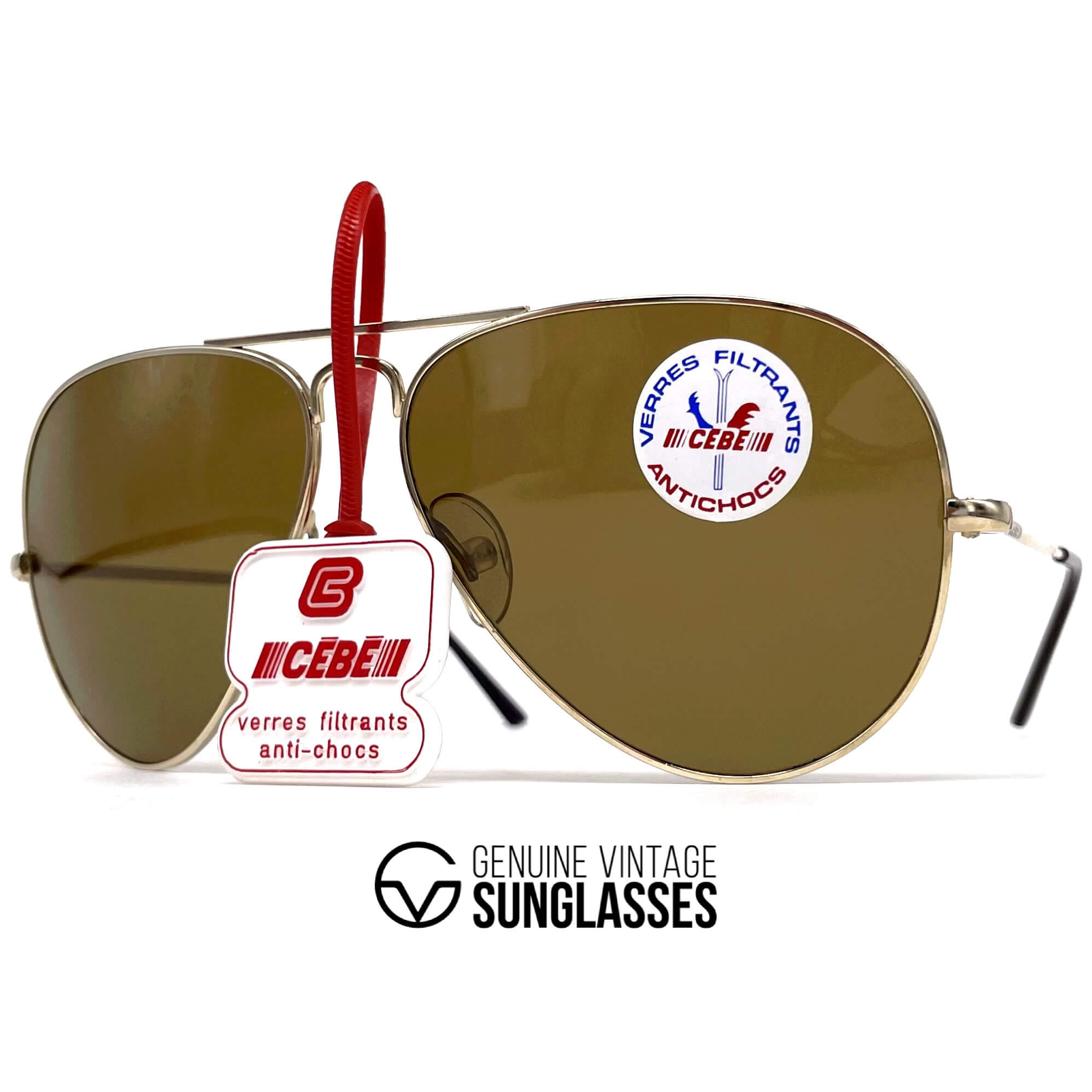 Vintage CEBE 106 Metal gold mineral aviator sunglasses