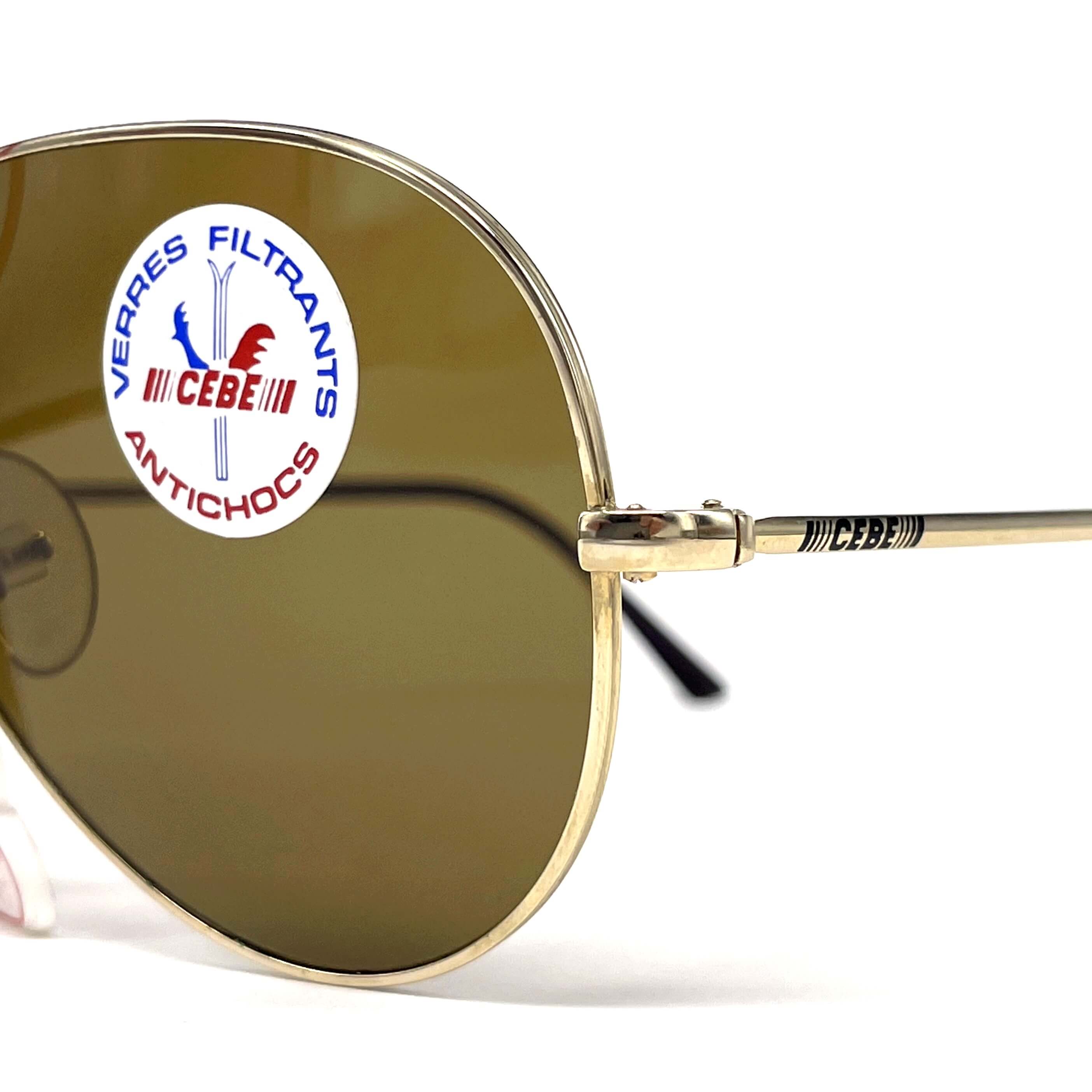 Vintage CEBE 106 Metal gold mineral aviator sunglasses