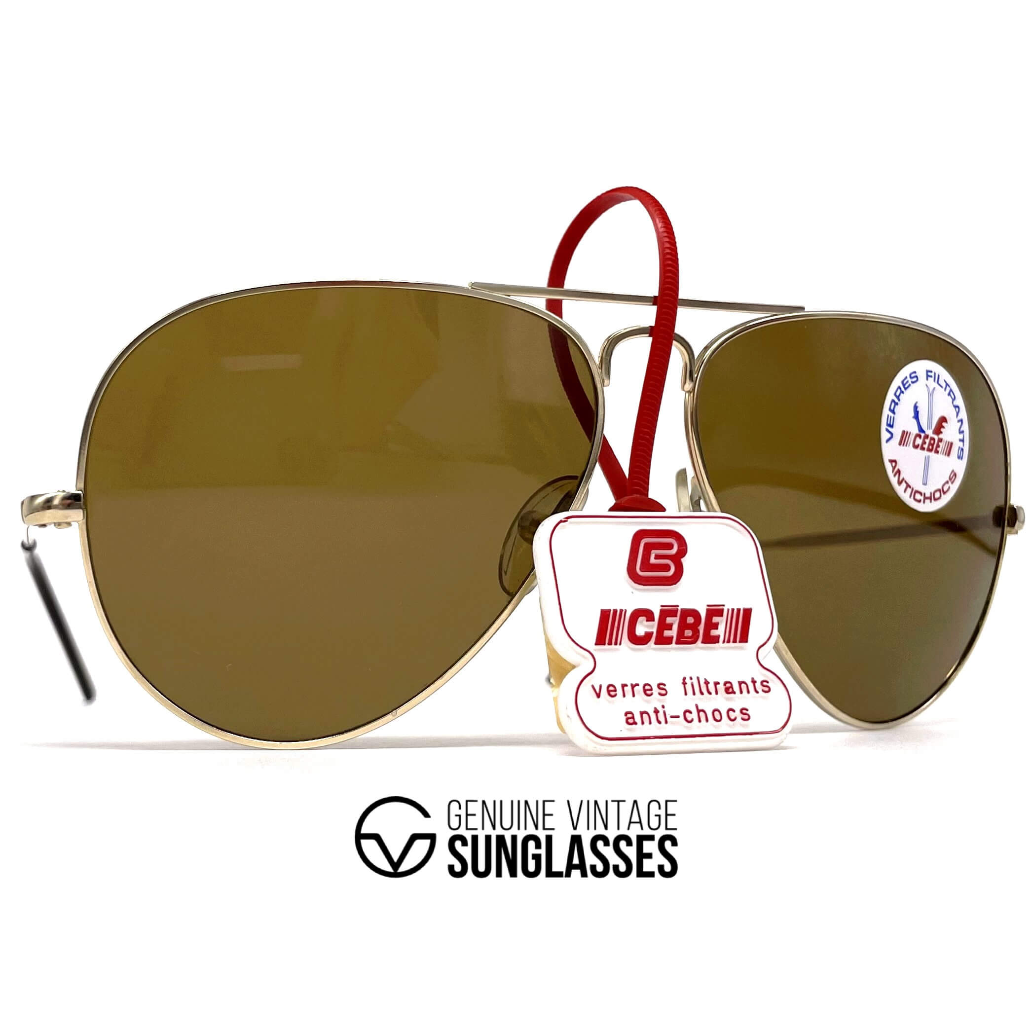 Vintage CEBE 106 Metal gold mineral aviator sunglasses