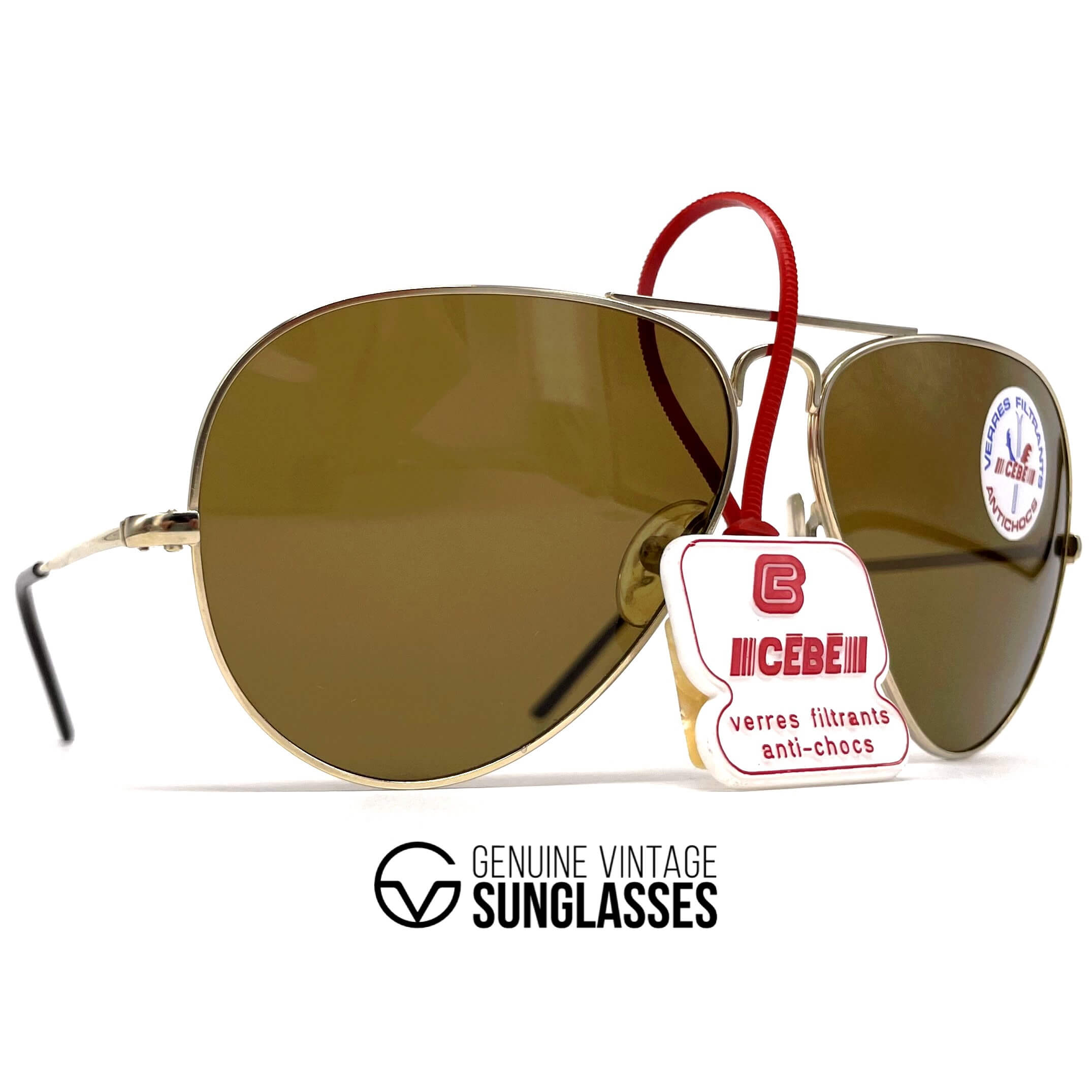 Vintage CEBE 106 Metal gold mineral aviator sunglasses