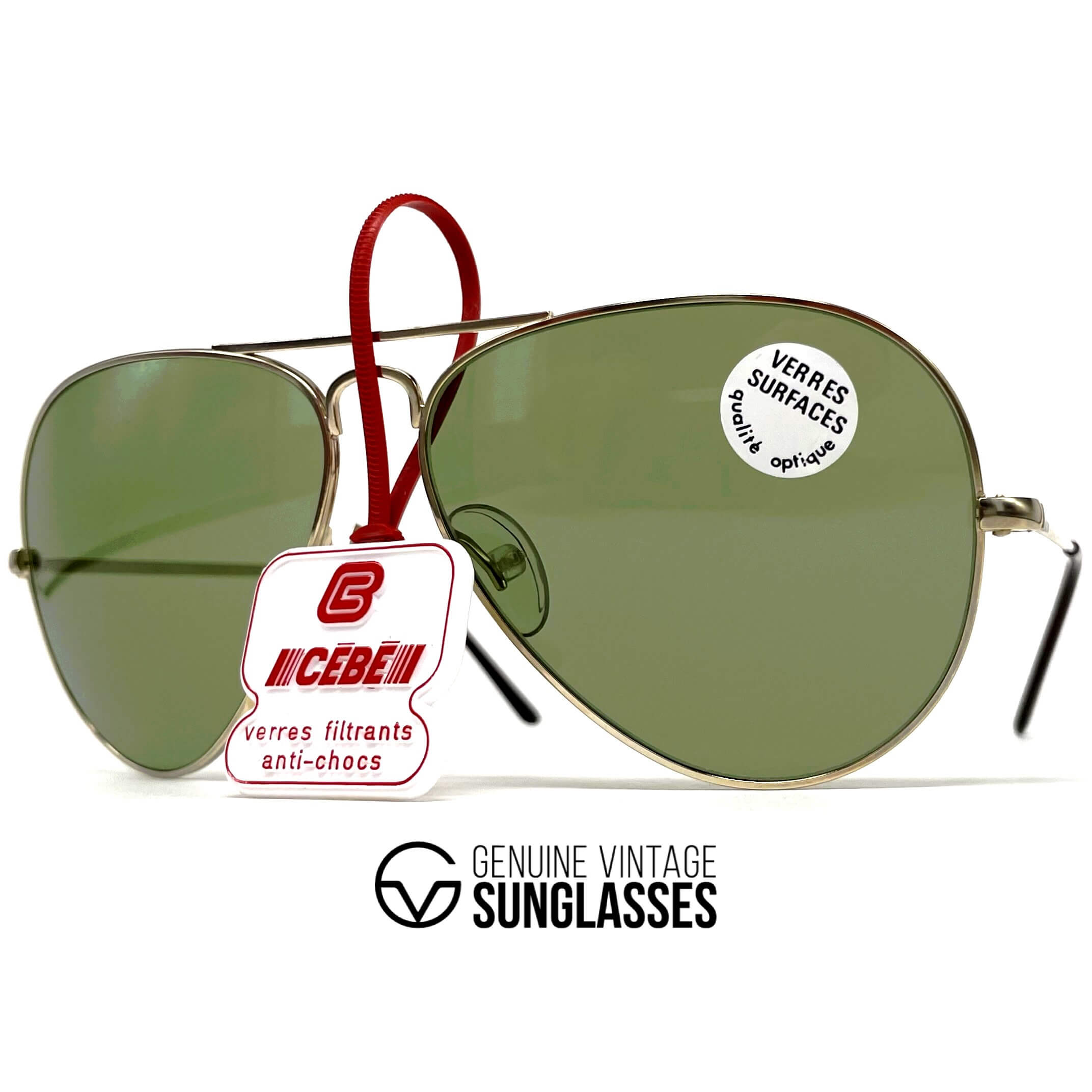 Vintage CEBE 106 Metal gold mineral aviator sunglasses