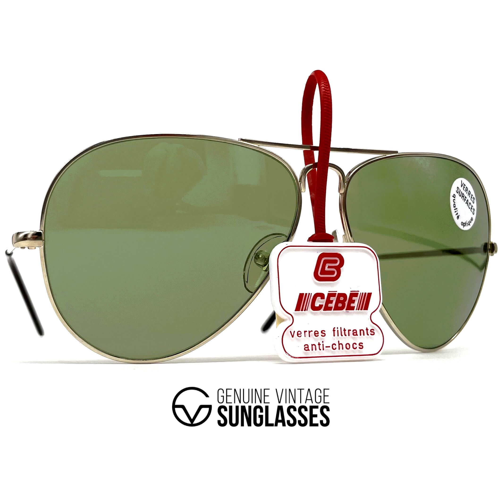 Vintage CEBE 106 Metal gold mineral aviator sunglasses