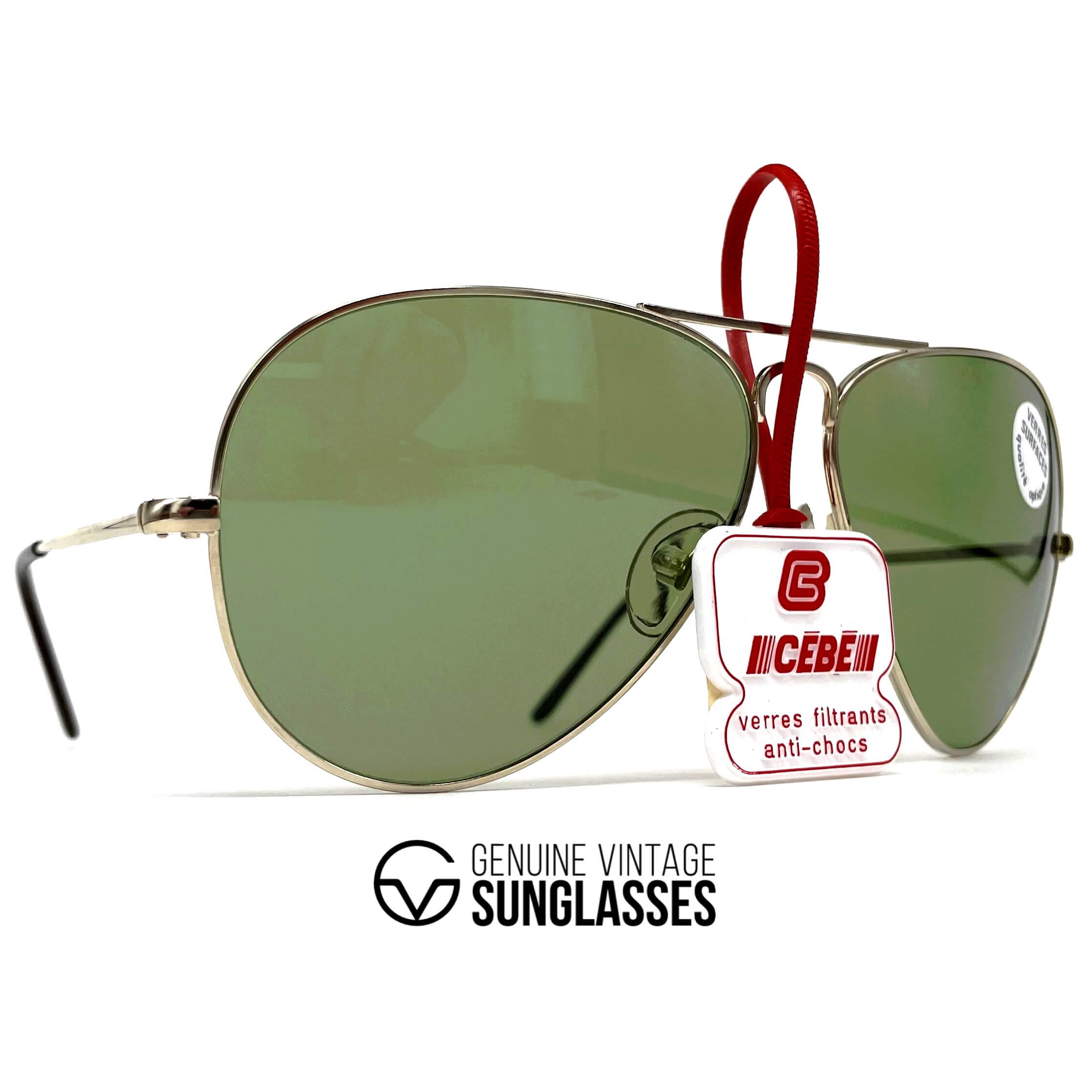 Vintage CEBE 106 Metal gold mineral aviator sunglasses