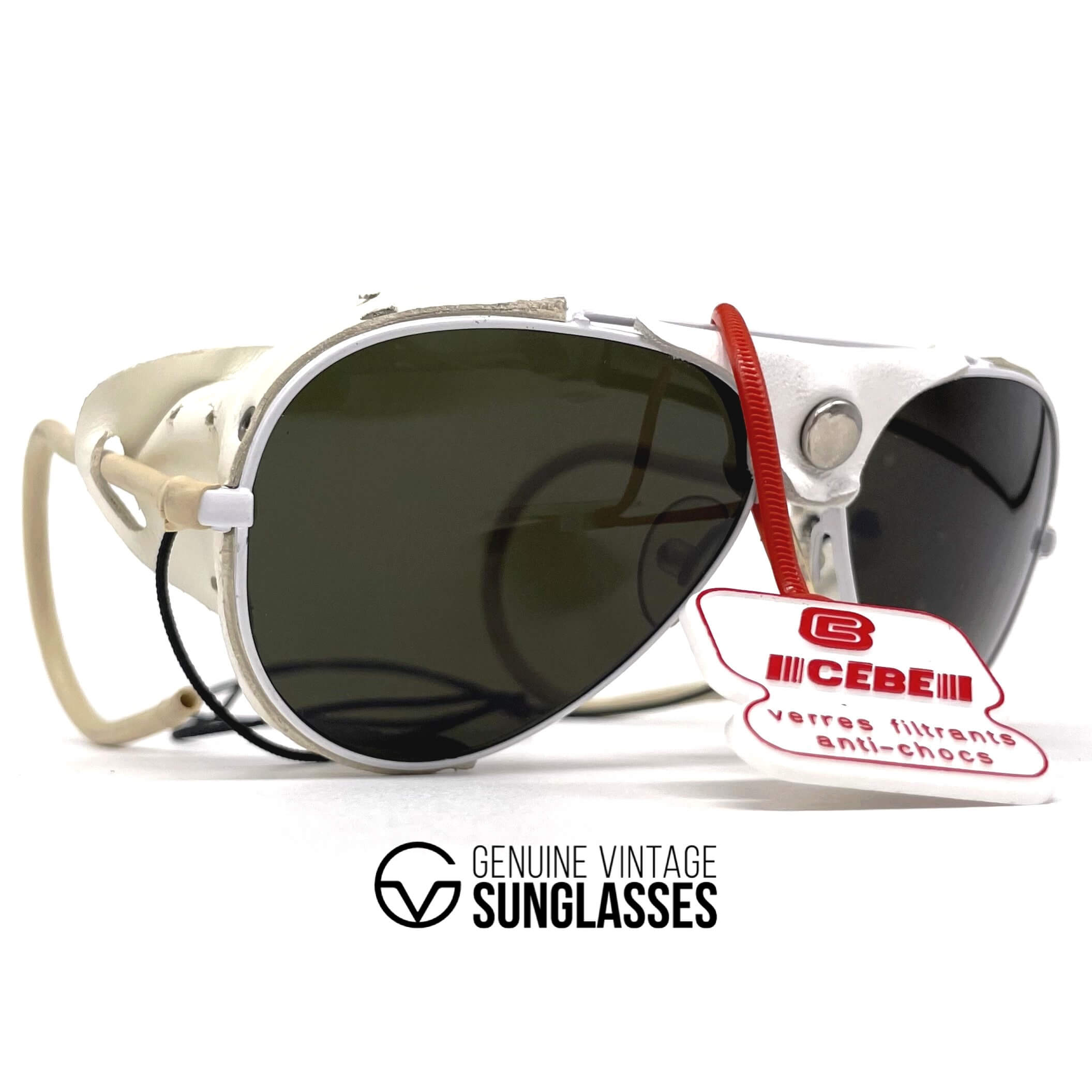 Vintage CEBE 197 white leather glacier sports sunglasses
