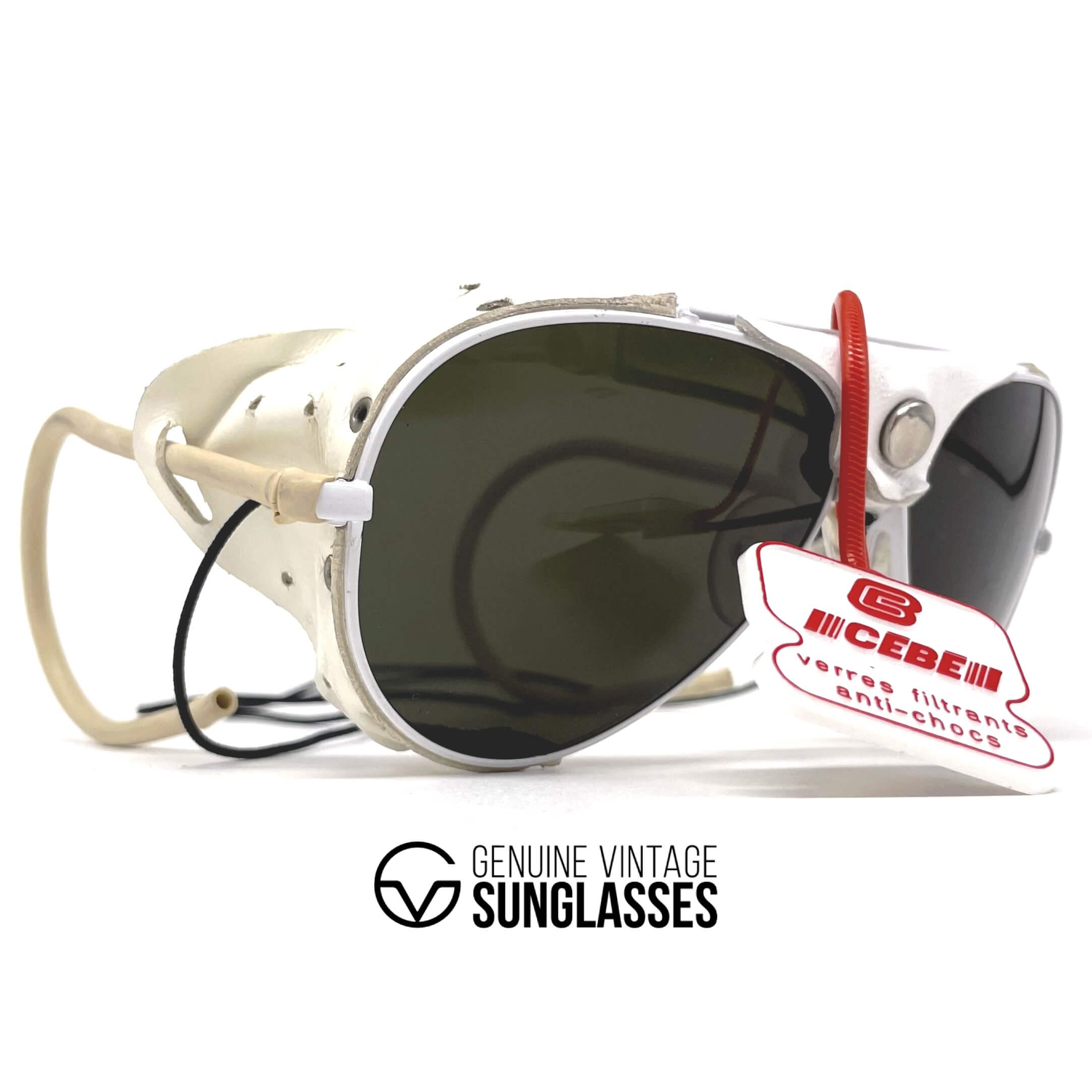Vintage CEBE 197 white leather glacier sports sunglasses
