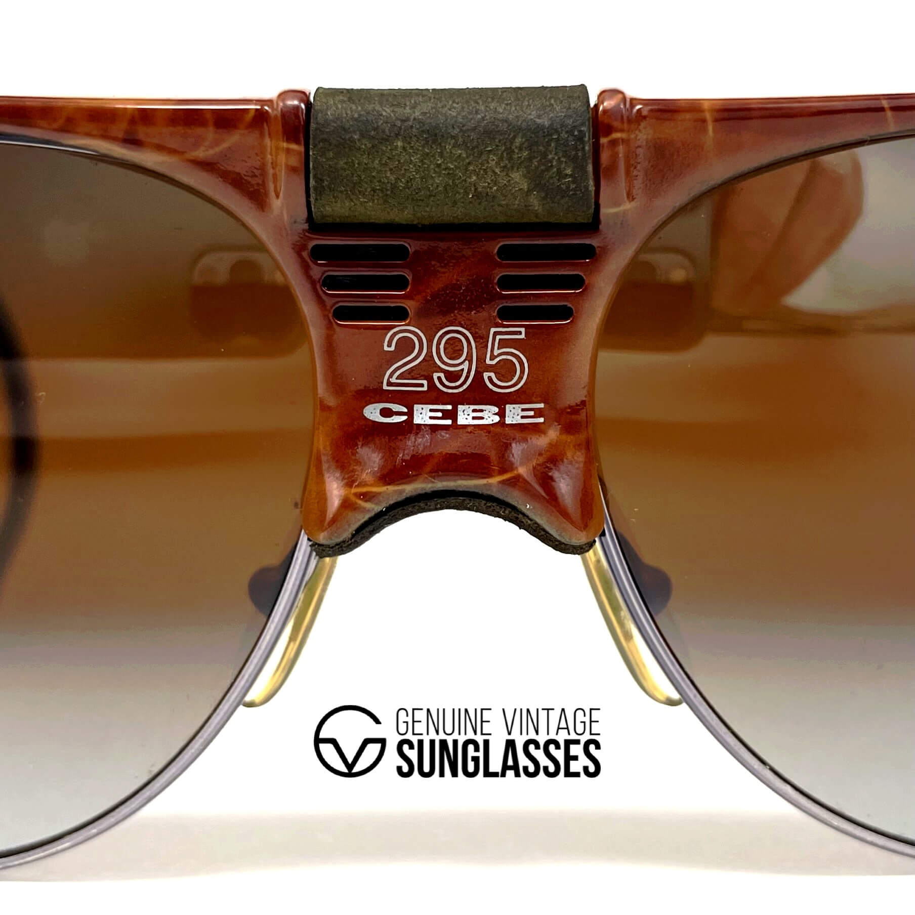 Vintage CEBE 295 Walter Cecchinel leather havana glacier sunglasses