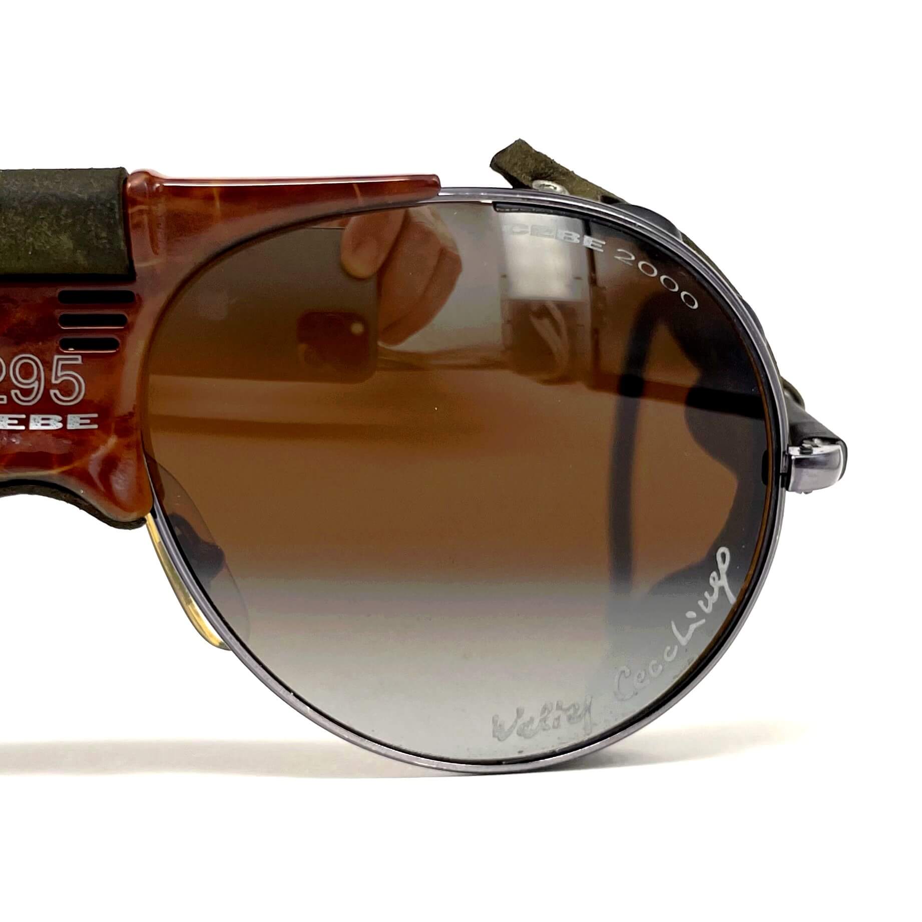 Vintage CEBE 295 Walter Cecchinel leather havana glacier sunglasses