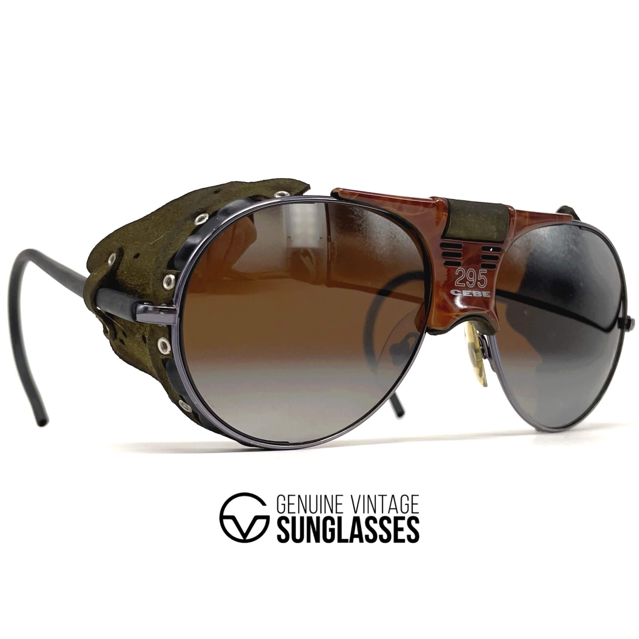 Vintage CEBE 295 Walter Cecchinel leather havana glacier sunglasses