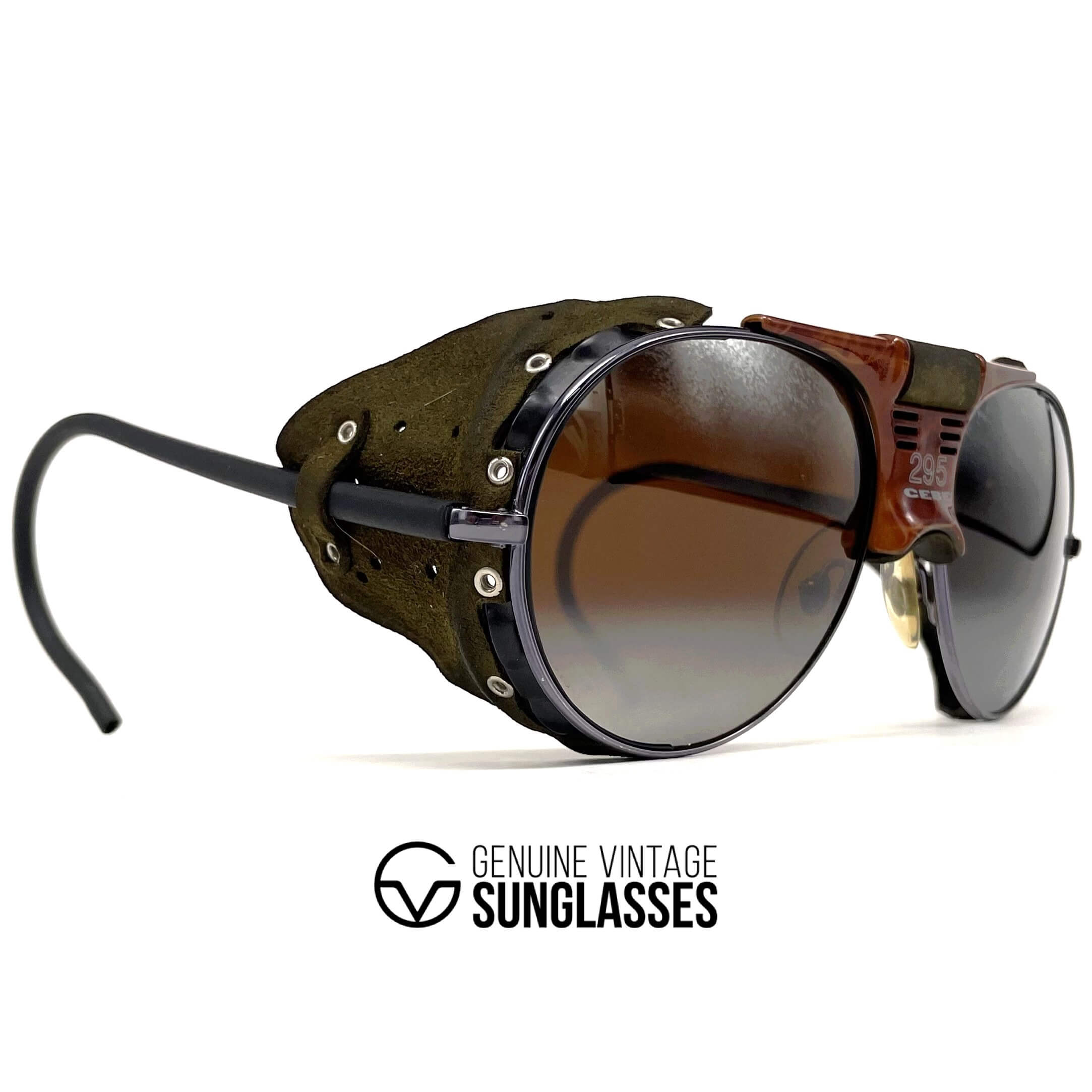 Vintage CEBE 295 Walter Cecchinel leather havana glacier sunglasses