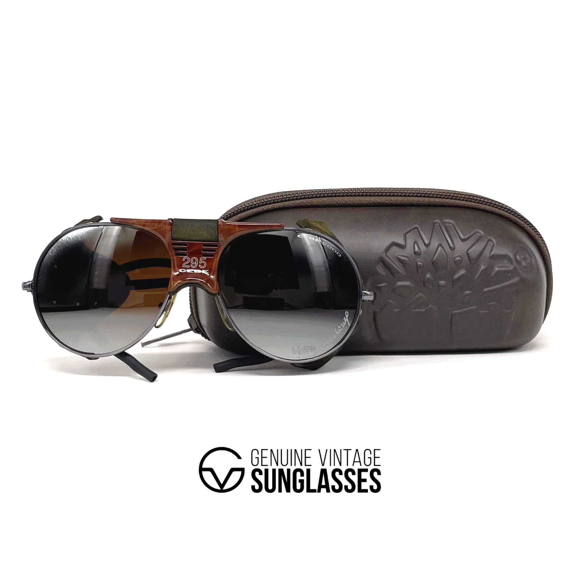 Vintage CEBE 295 Walter Cecchinel leather havana glacier sunglasses