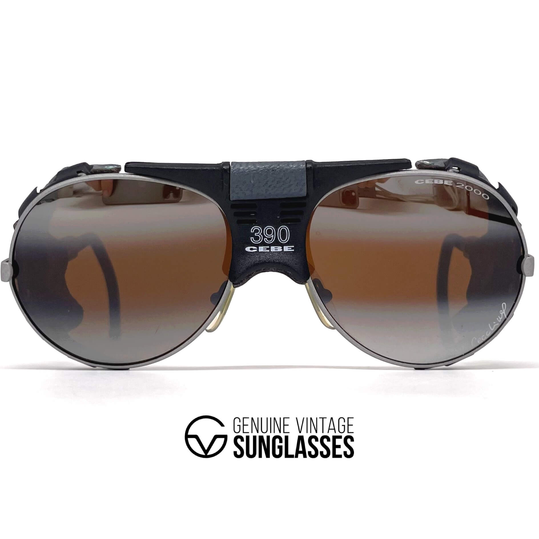 Vintage CEBE 390 Walter Cecchinel rare leather glacier sunglasses