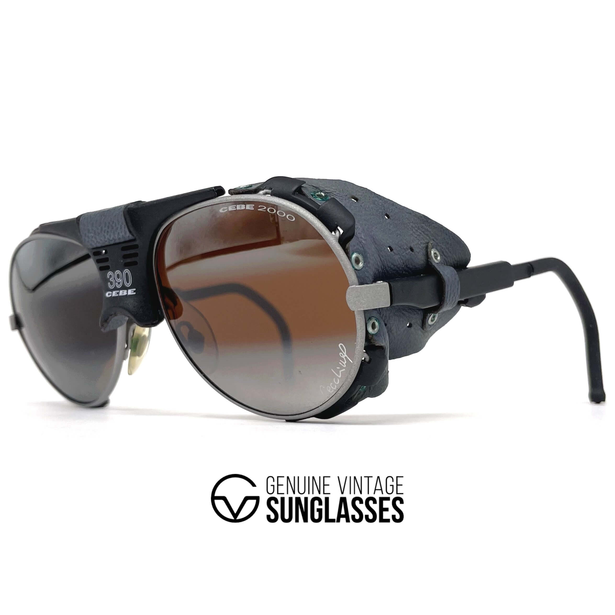 Vintage CEBE 390 Walter Cecchinel rare leather glacier sunglasses