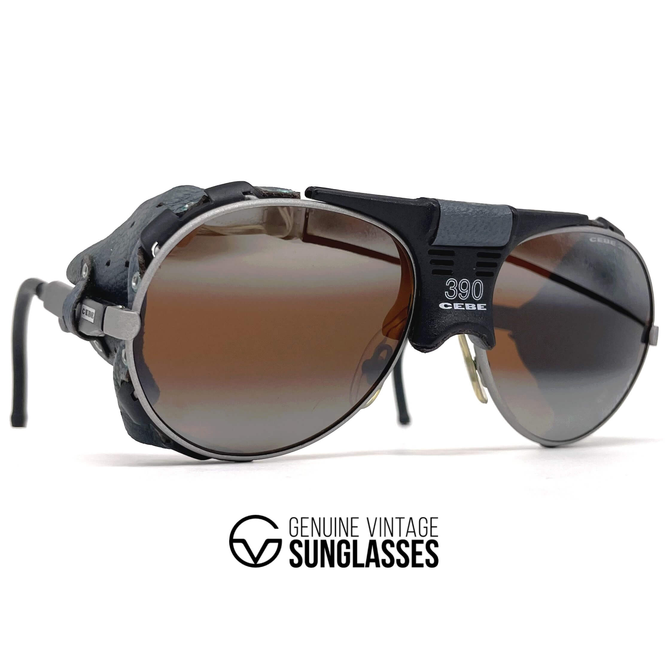 Vintage CEBE 390 Walter Cecchinel rare leather glacier sunglasses