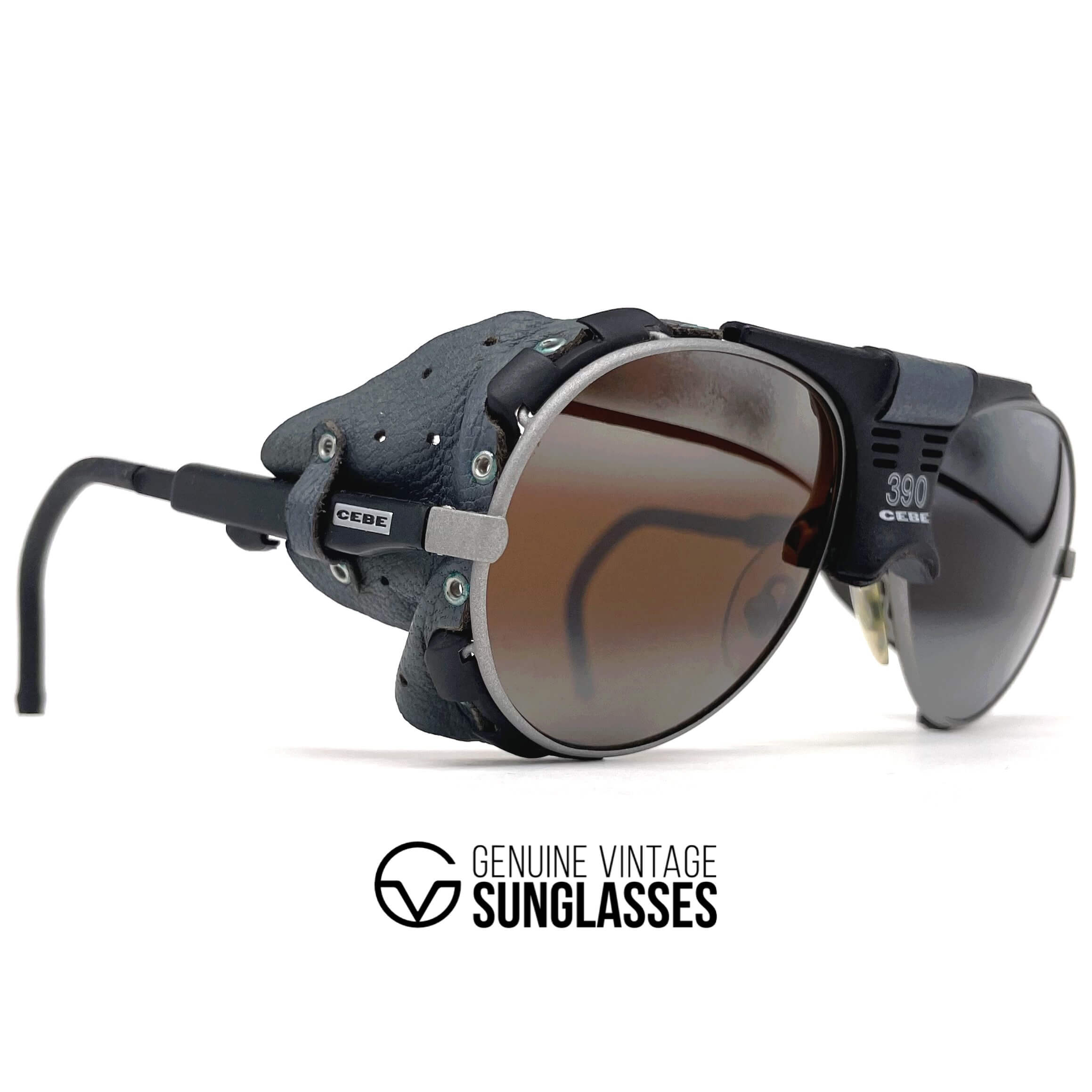 Vintage CEBE 390 Walter Cecchinel rare leather glacier sunglasses
