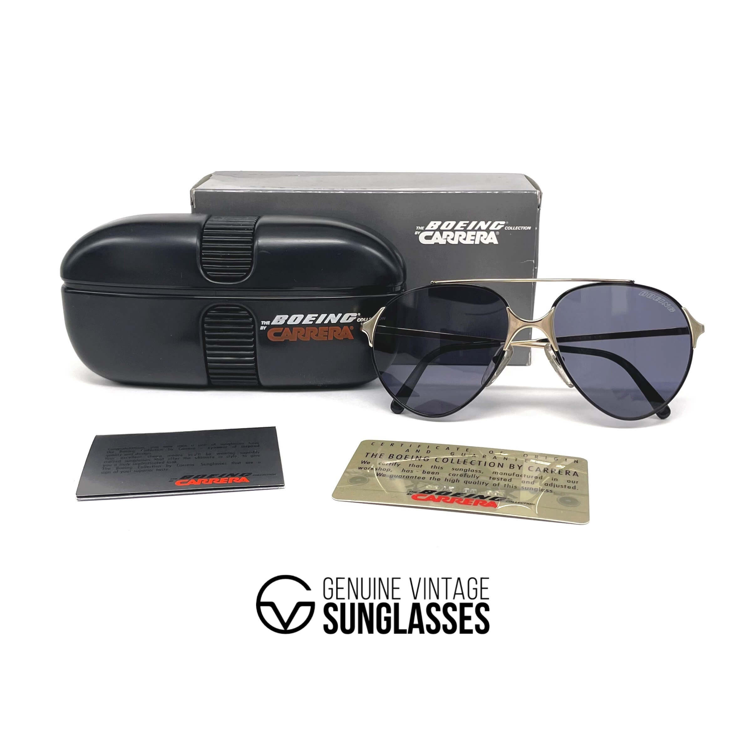 Vintage BOEING by CARRERA 5710 black & gold pilot sunglasses