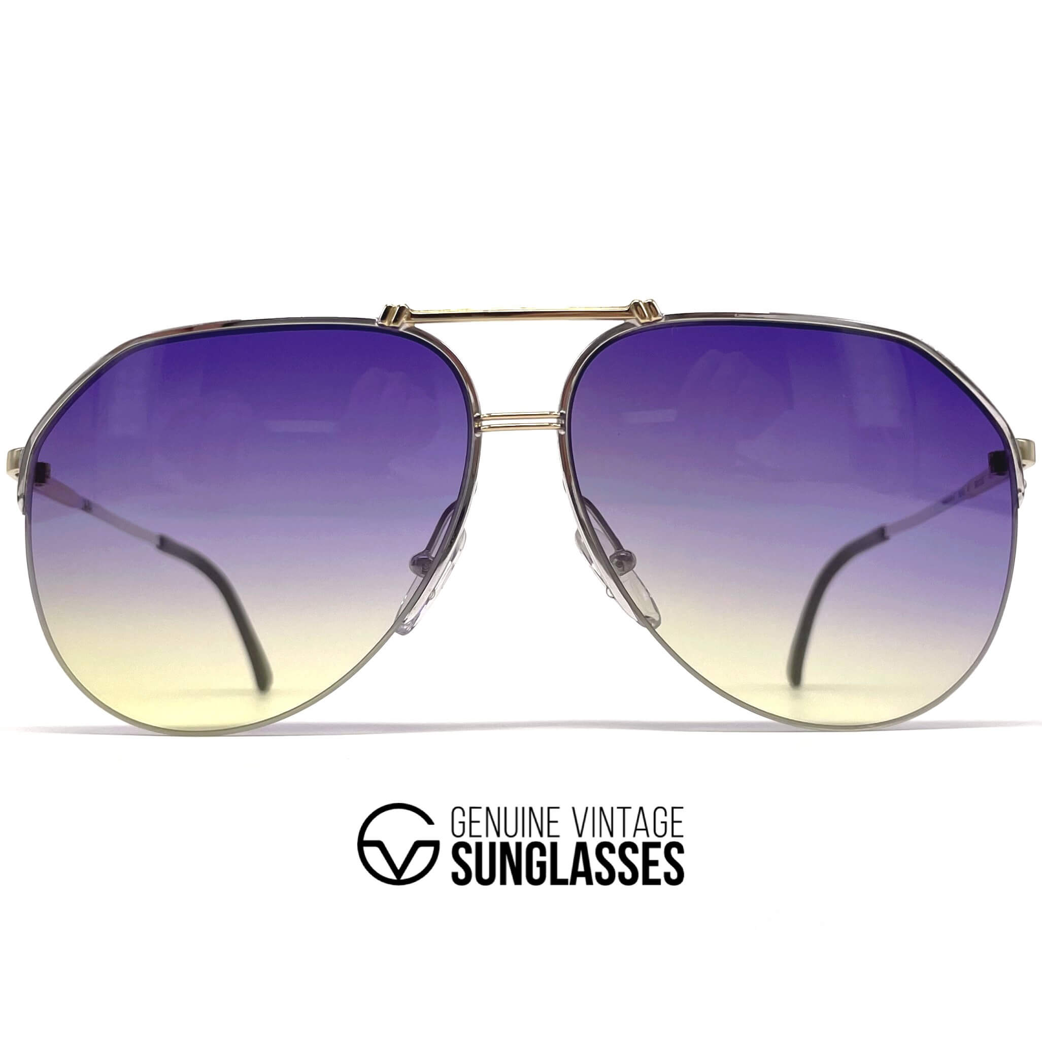 Vintage CARRERA 5313 silver gold rimless aviator sunglasses