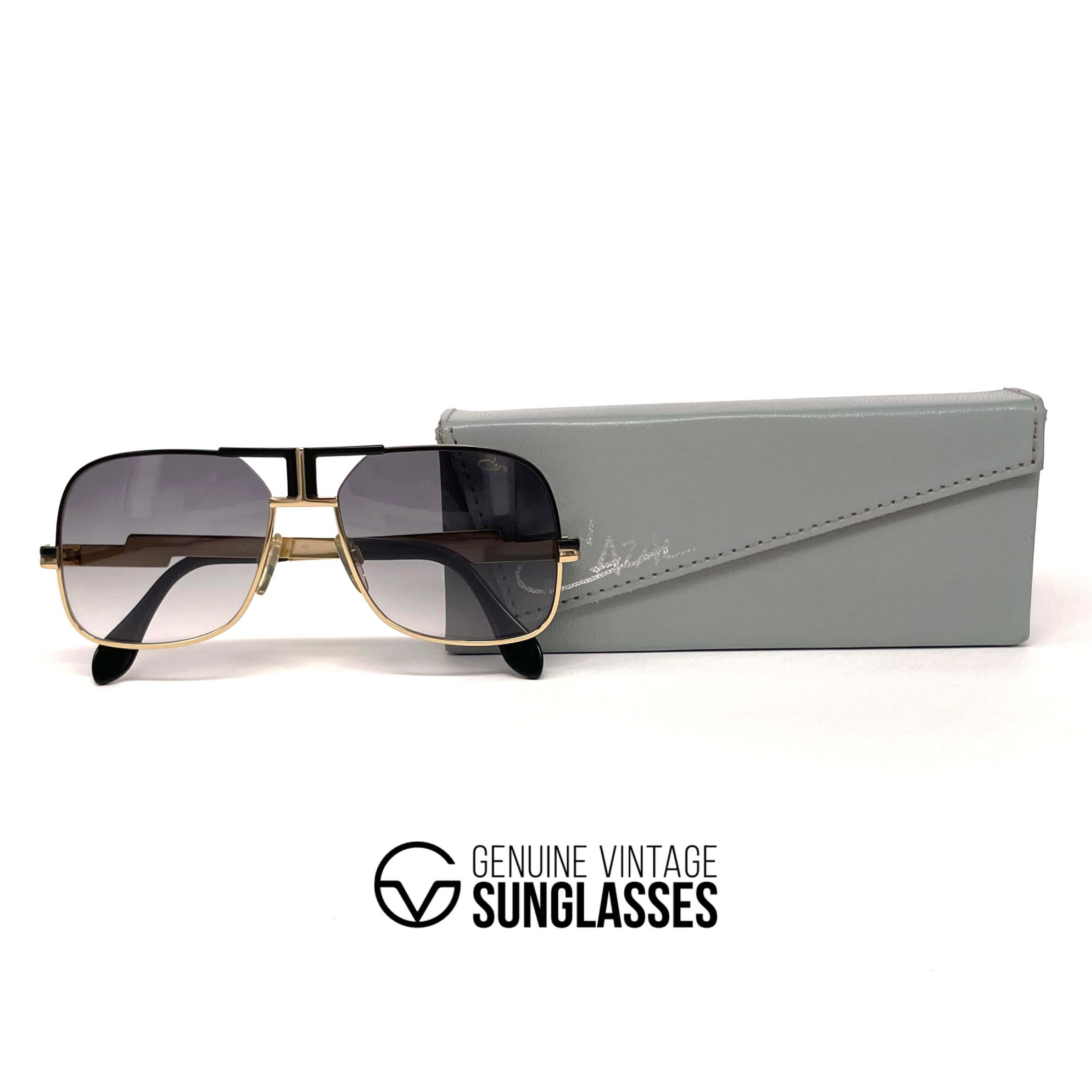 Vintage CAZAL 701/3 black & gold plated aviator sunglasses