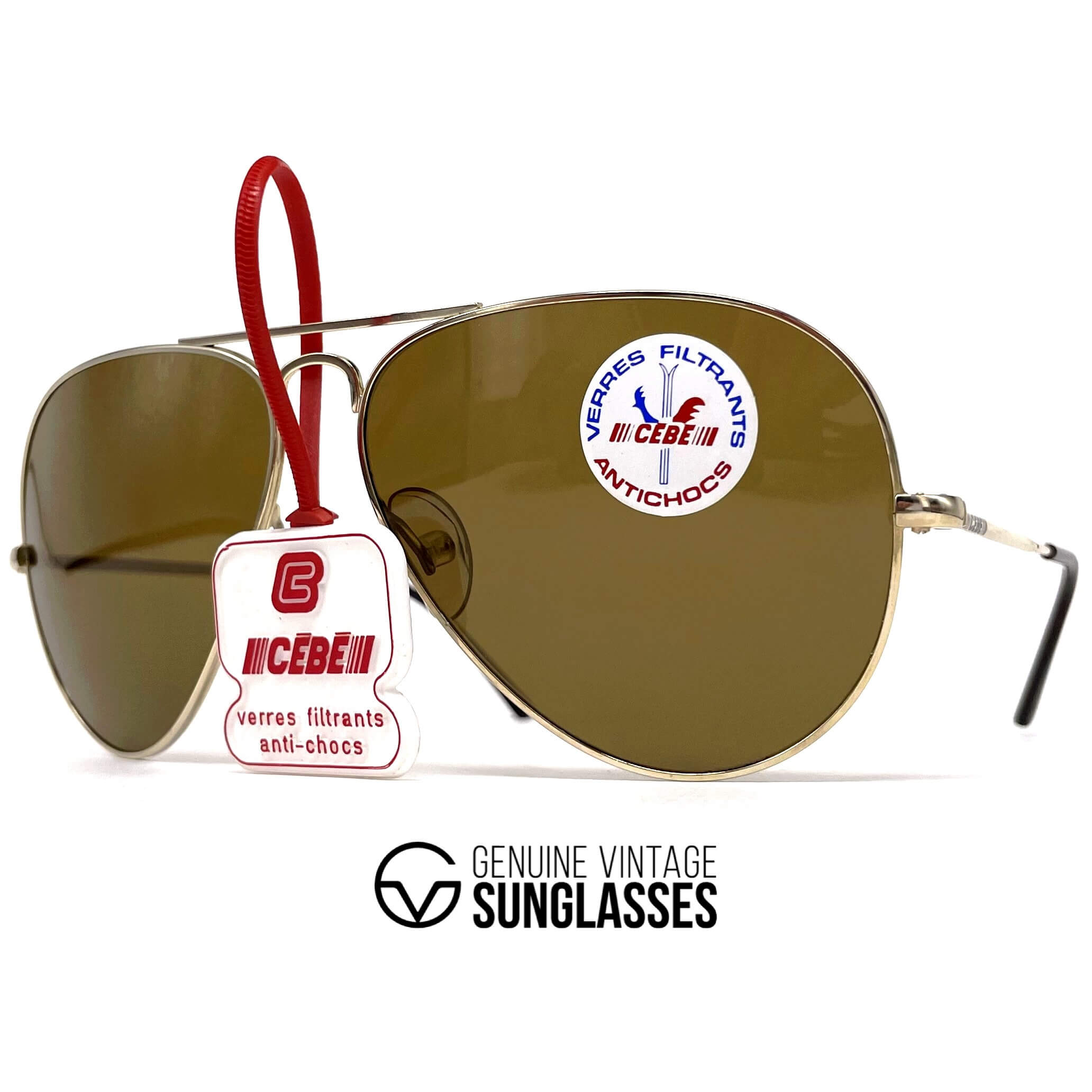 Vintage CEBE 106 Metal gold mineral aviator sunglasses