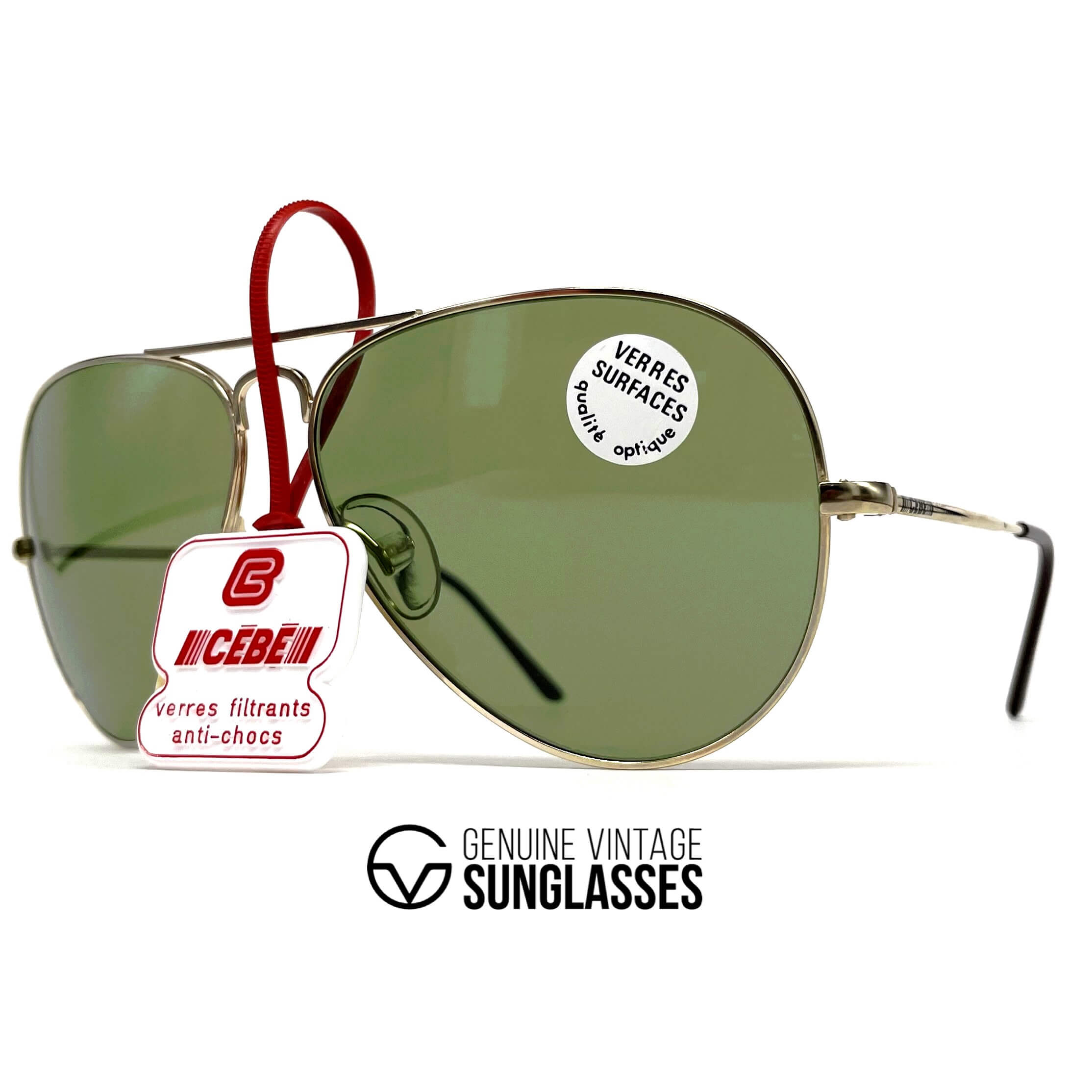 Vintage CEBE 106 Metal gold mineral aviator sunglasses