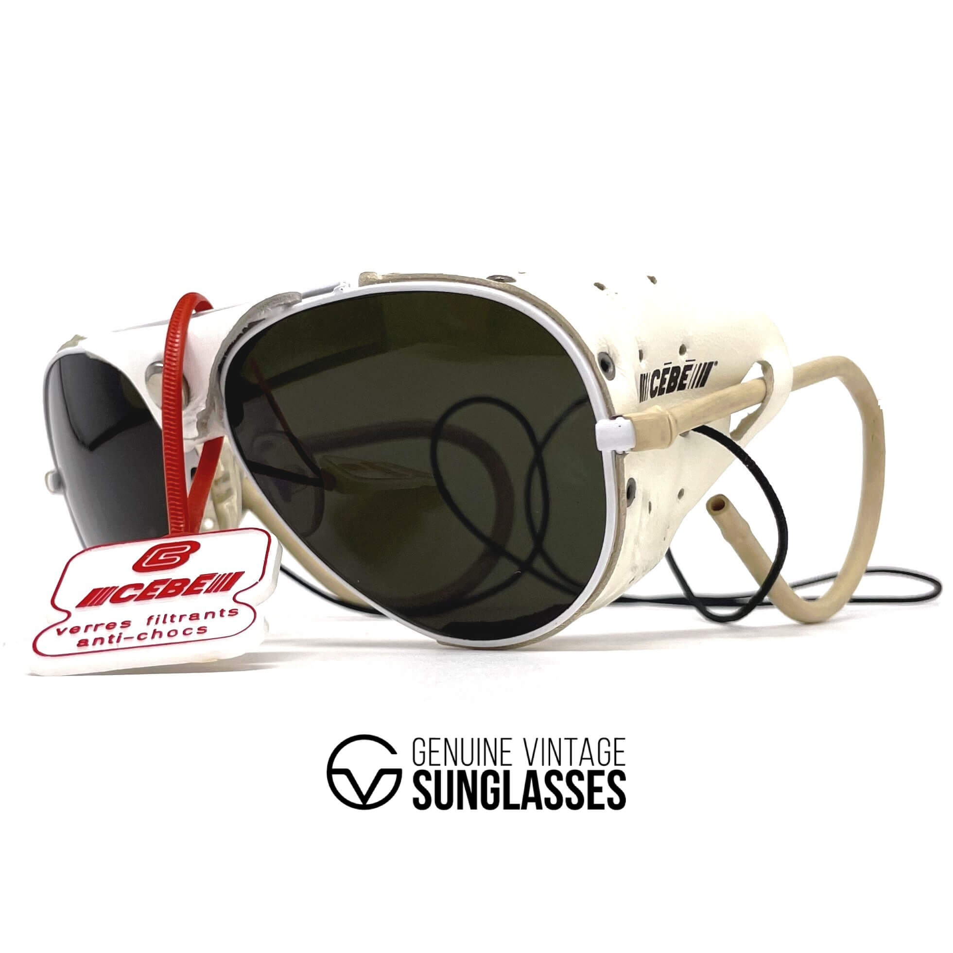 Vintage CEBE 197 white leather glacier sports sunglasses