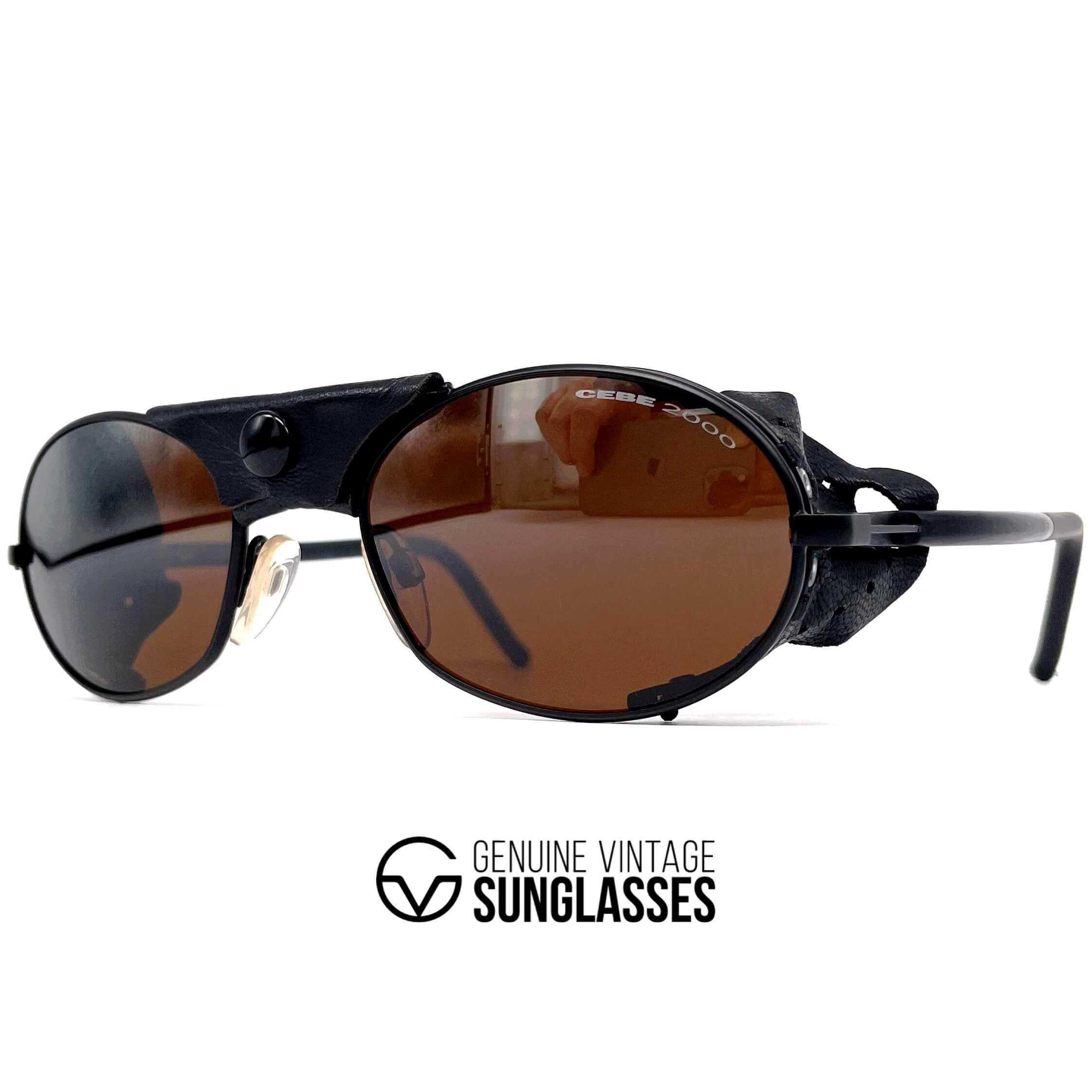 Vintage CEBE 2000 black leather glacier sports sunglasses