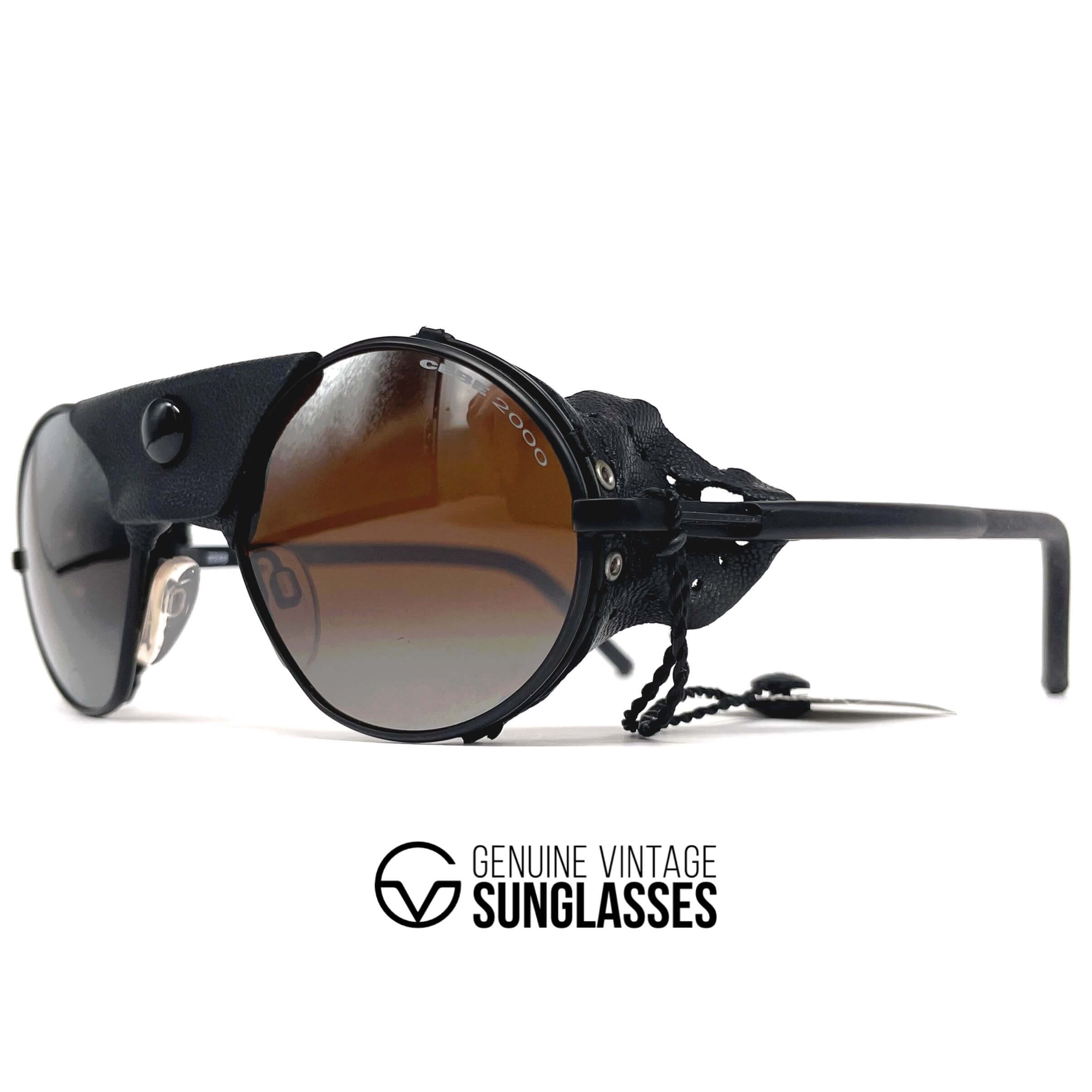 Vintage CEBE 2000 black leather glacier sports sunglasses