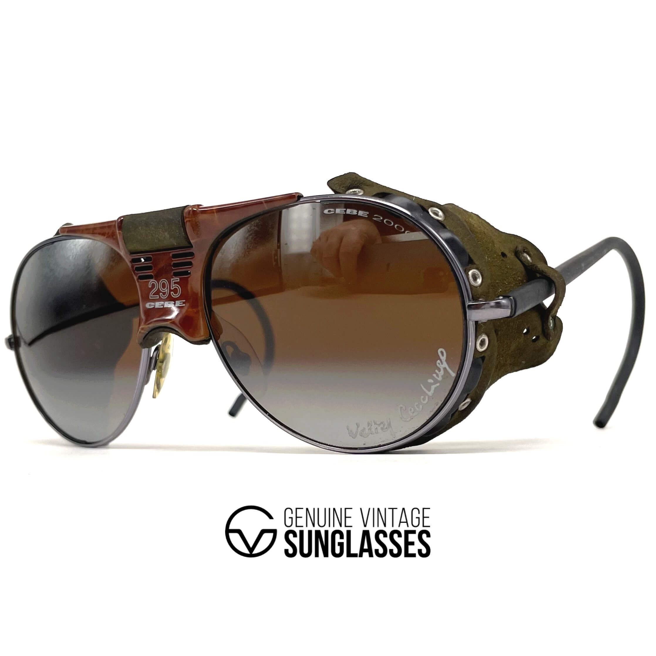 Vintage CEBE 295 Walter Cecchinel rare leather havana glacier sunglasses