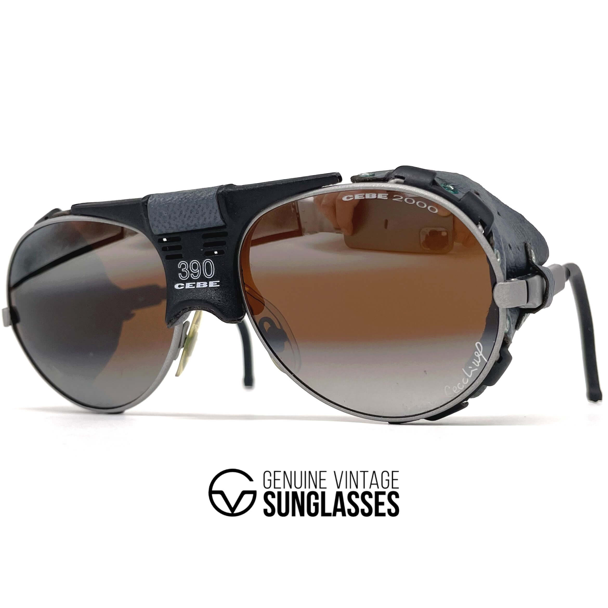 Vintage CEBE 390 Walter Cecchinel rare leather glacier sunglasses