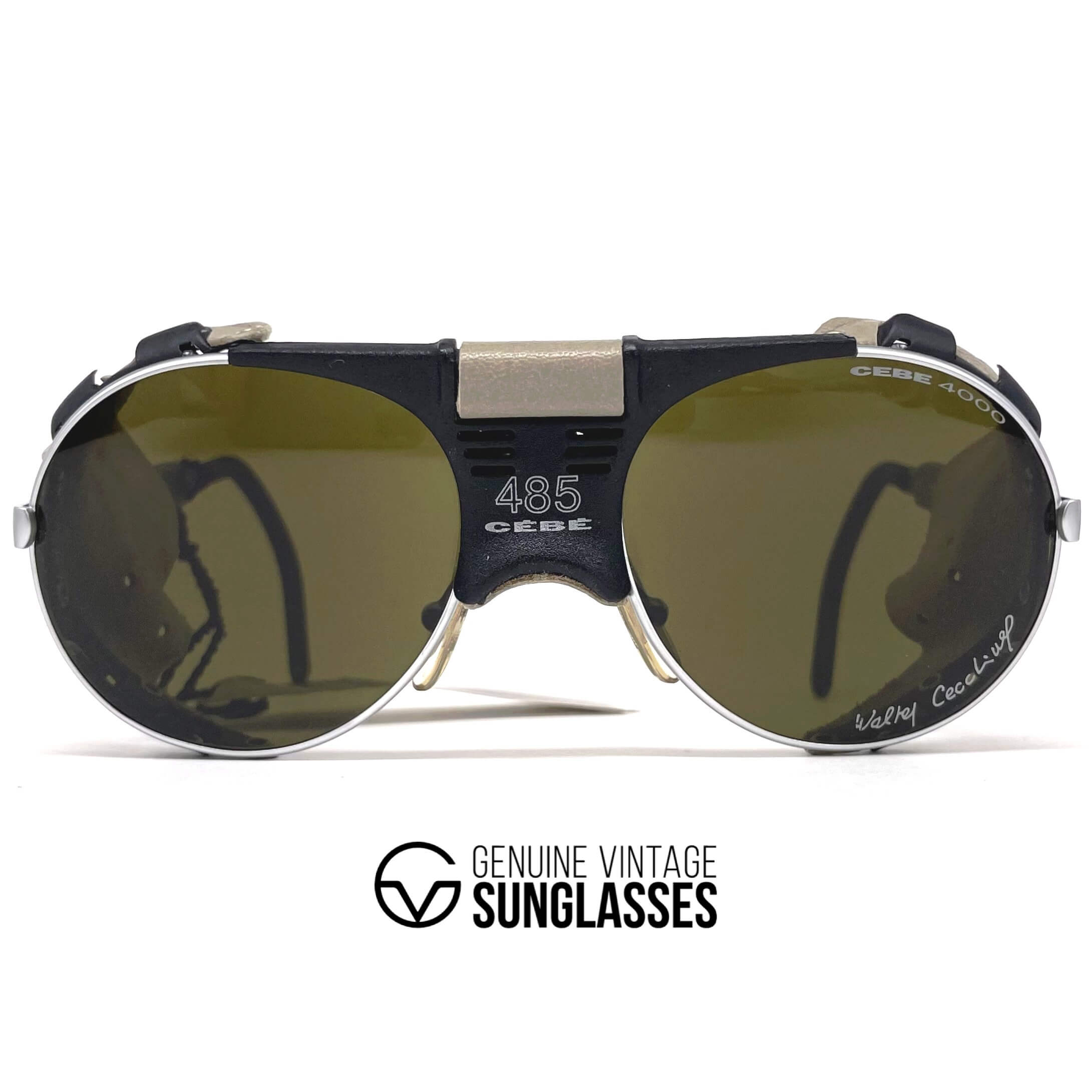 Vintage CEBE 485 Walter Cecchinel grey leather mineral glacier sunglasses