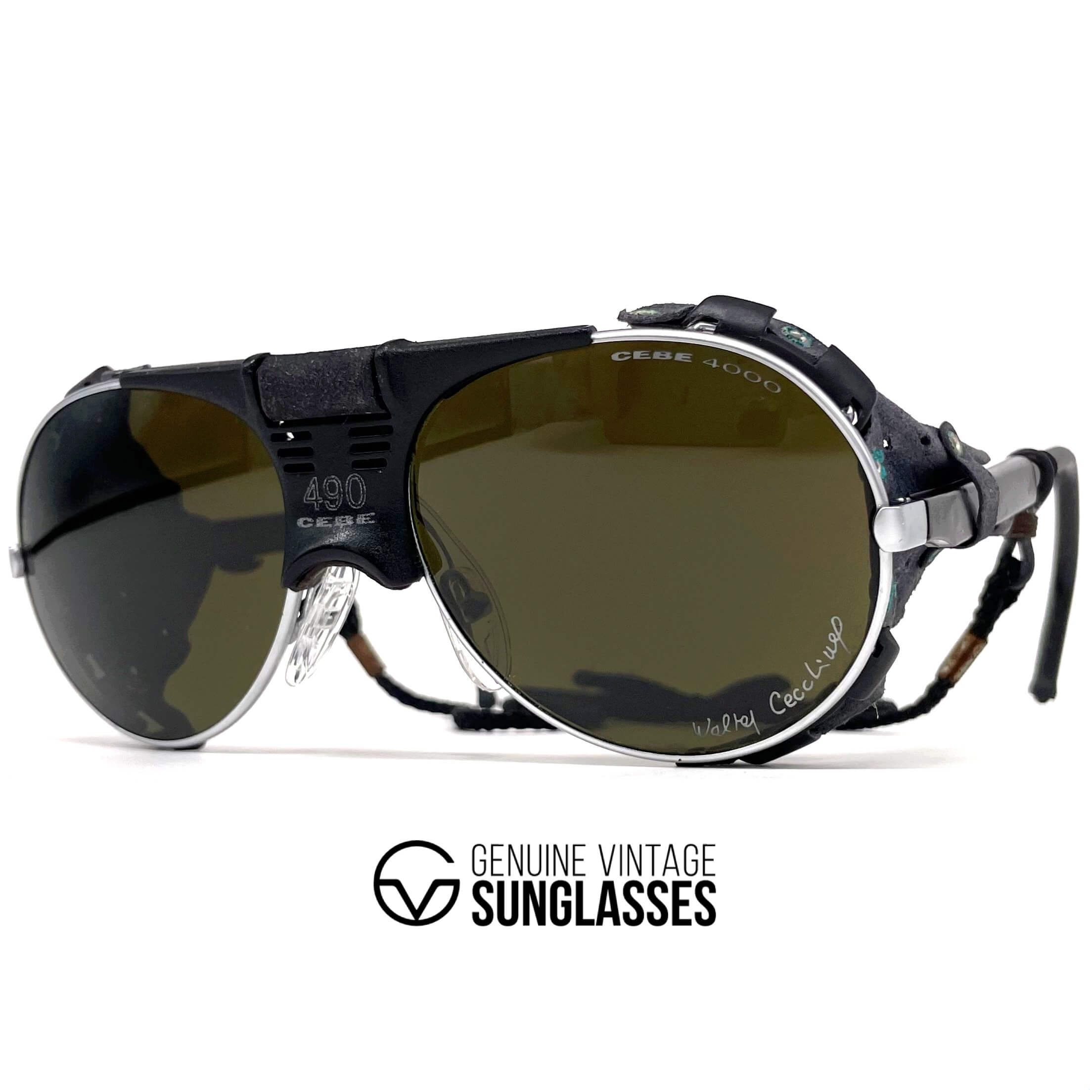 Vintage CEBE 490 Walter Cecchinel leather mineral glacier sunglasses