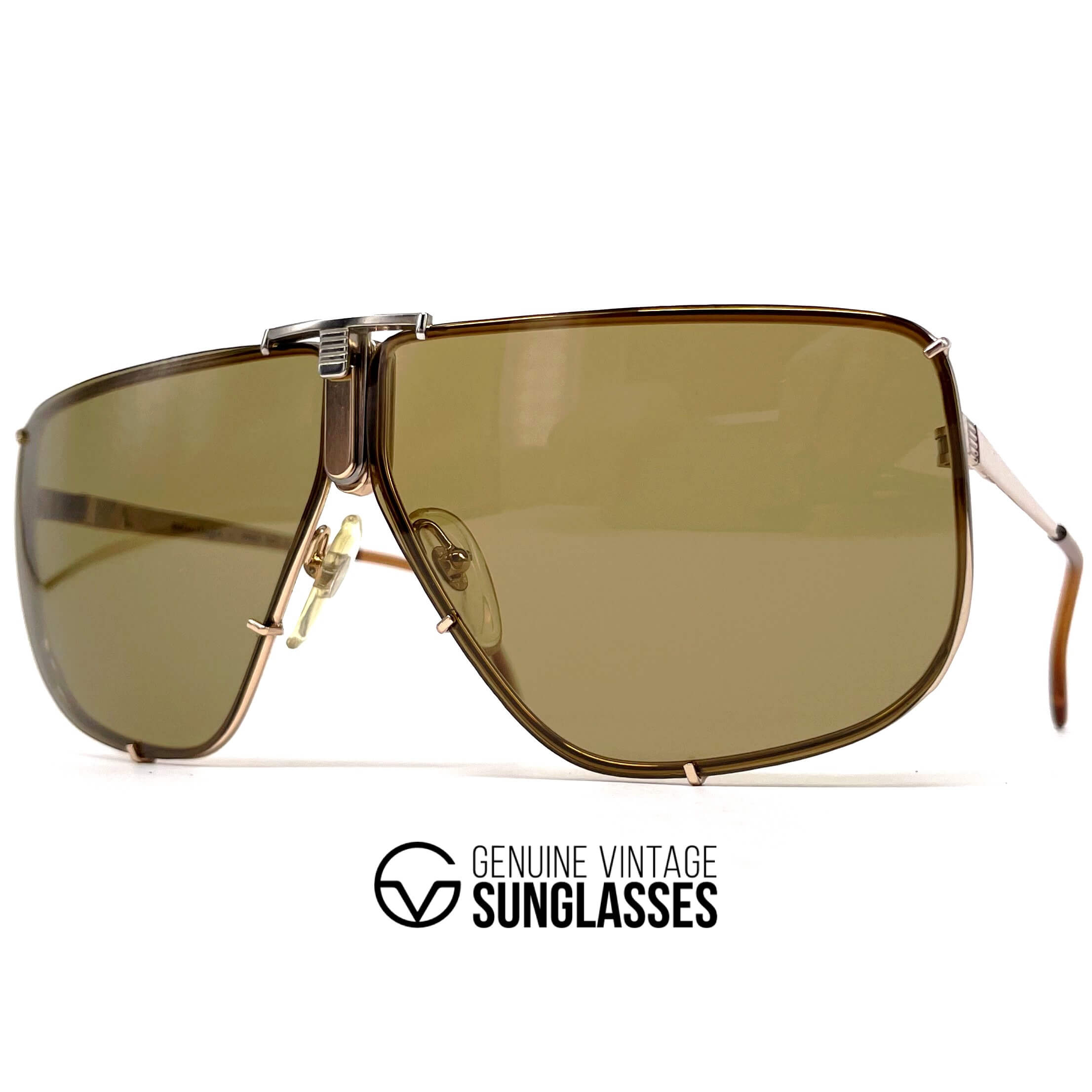 Vintage ITALIAN GRAFFITI By MAGA rare gold aviator sunglasses