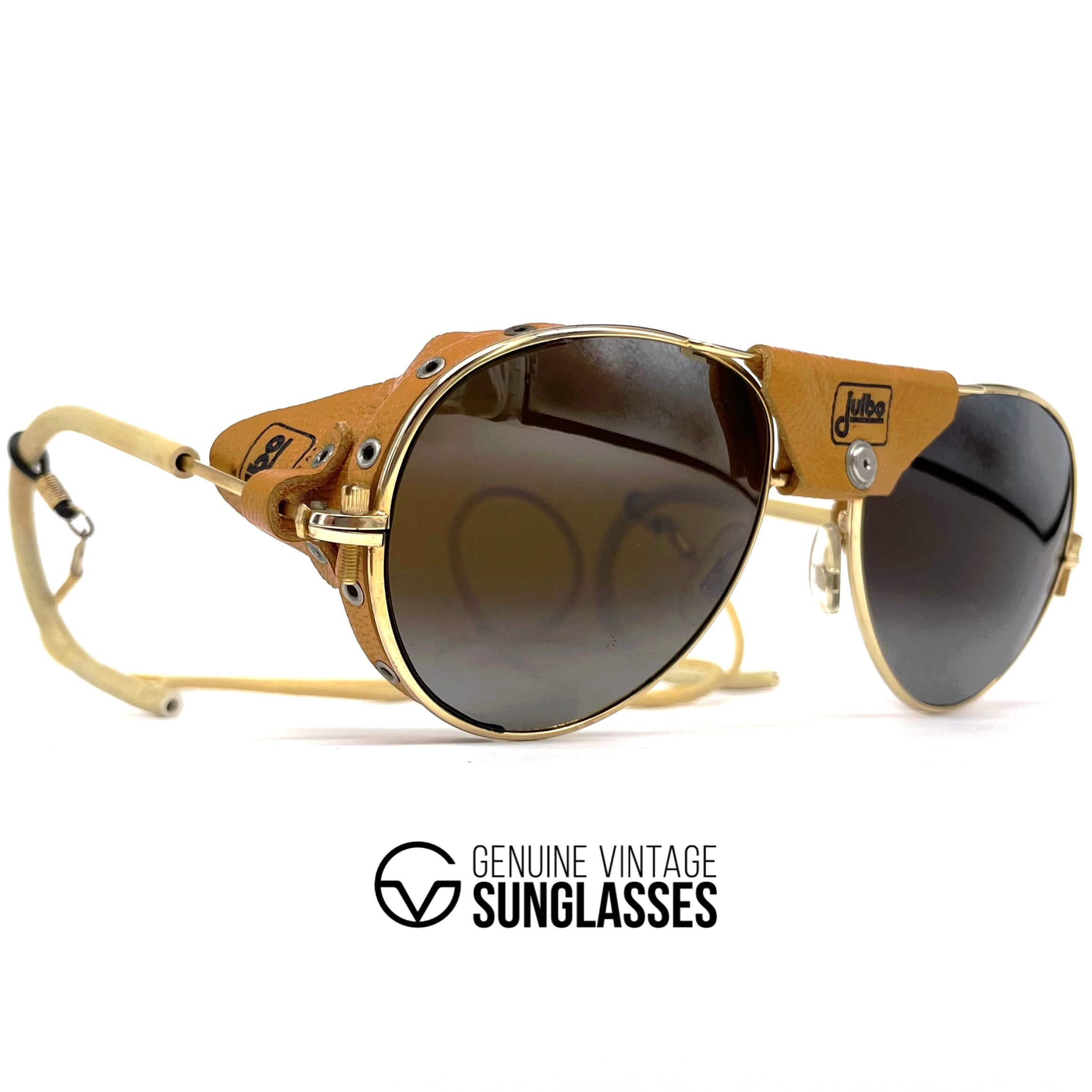 Vintage JULBO Cham gold leather glacier sunglasses