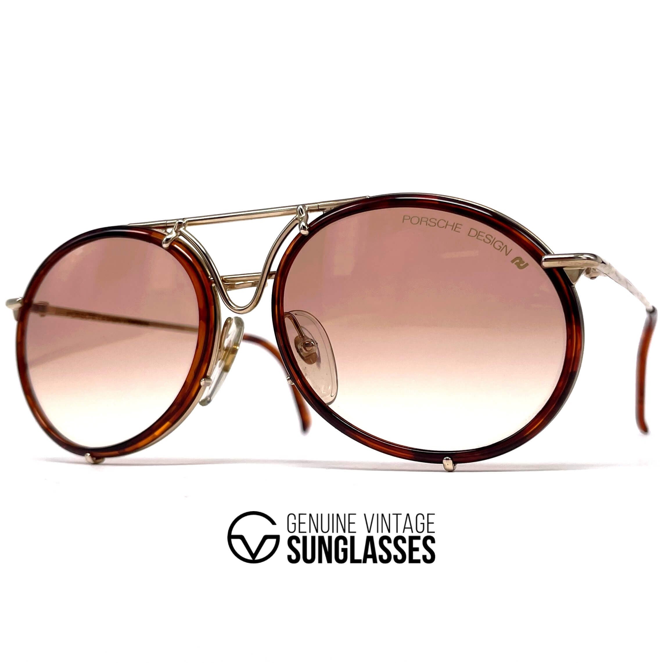 Vintage PORSCHE DESIGN by CARRERA 5661 gold rimless sunglasses