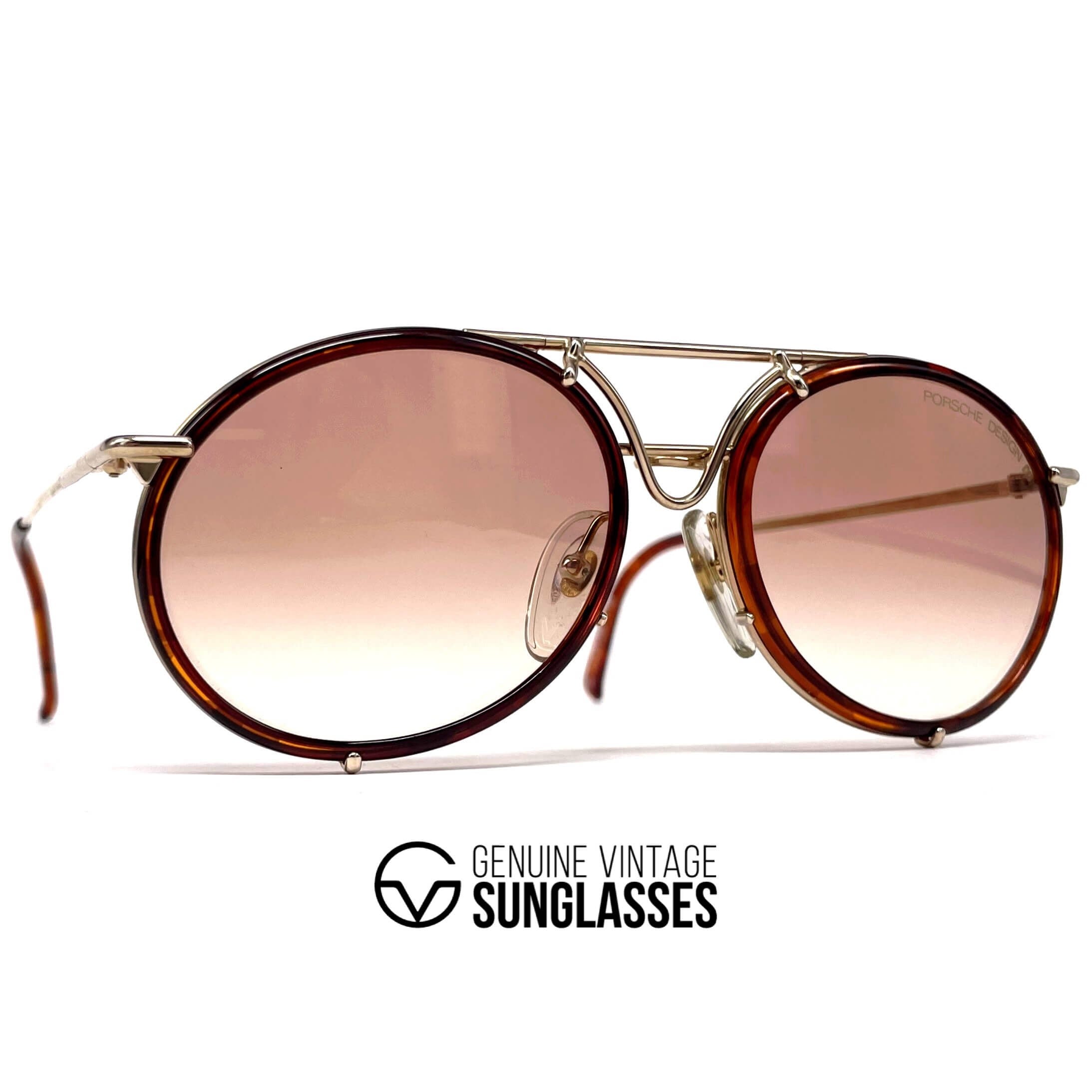 Vintage PORSCHE DESIGN by CARRERA 5661 gold rimless sunglasses