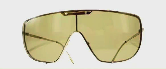 Vintage BORIS BECKER 4806A gold aviator shield sunglasses