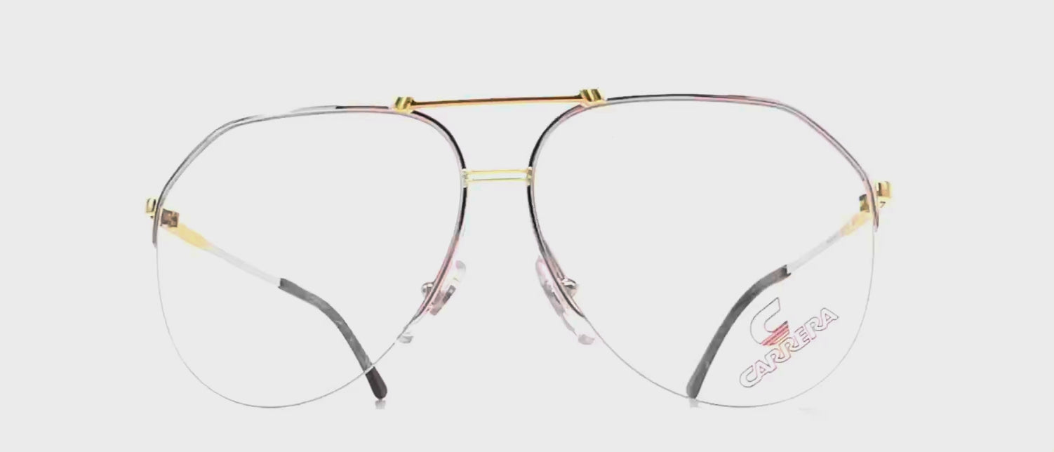 Vintage CARRERA 5313 silver gold rimless aviator glasses frames