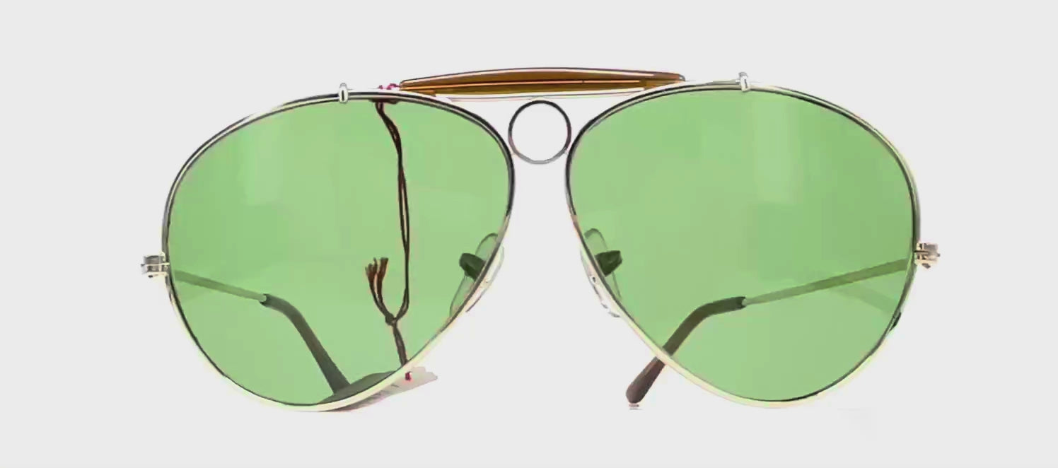 Vintage VUARNET POUILLOUX 5210 Shooter gold mineral aviator sunglasses