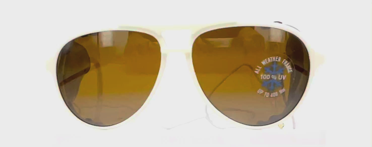Vintage BOLLE 8378 white leather glacier sports sunglasses