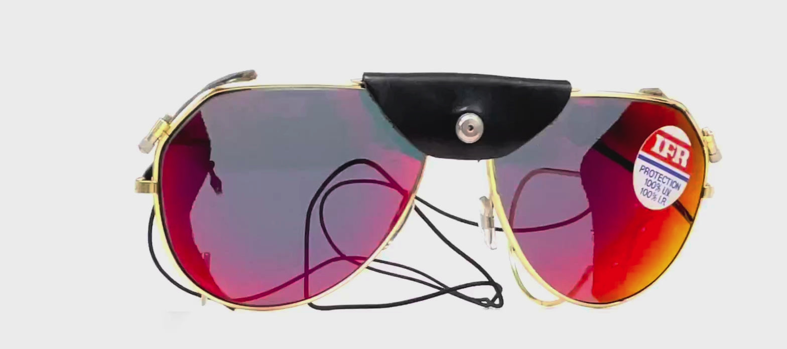 Vintage HENRI DUVILLARD gold glacier mirrored sports sunglasses
