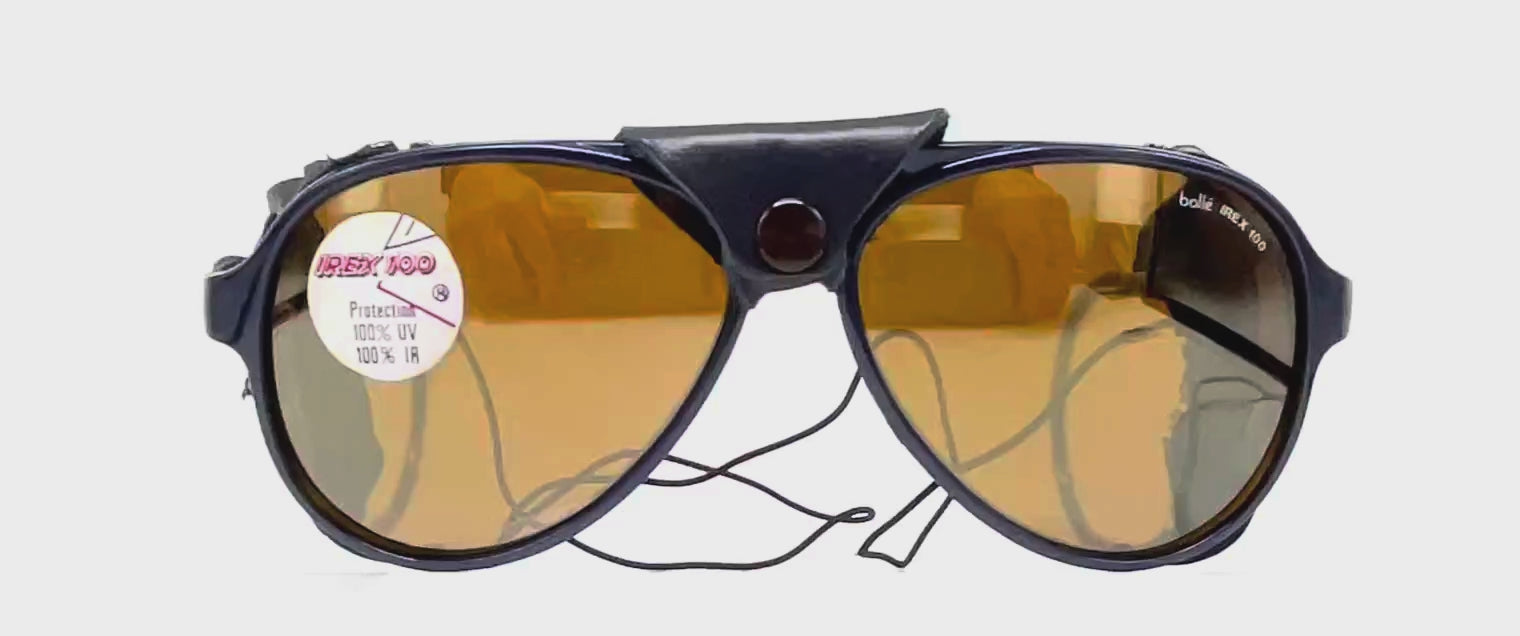 Vintage BOLLE Irex 100 blue leather glacier sunglasses