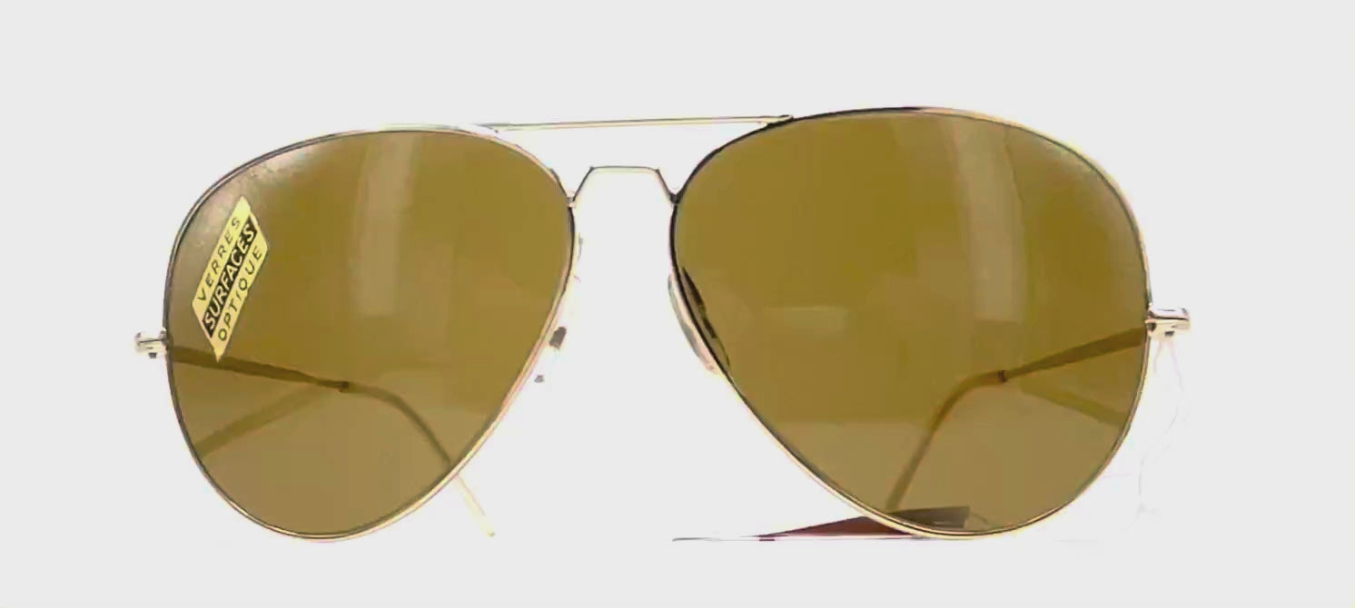 Vintage VUARNET POUILLOUX 351 mineral lenses gold aviator sunglasses
