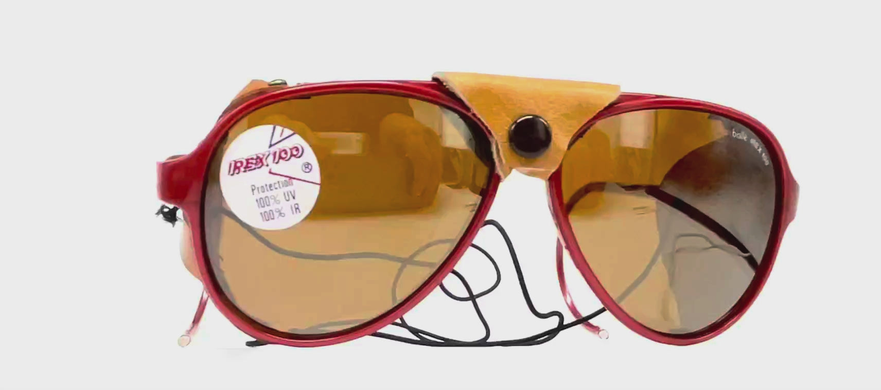 Vintage BOLLE Irex 100 burgundy leather glacier sunglasses