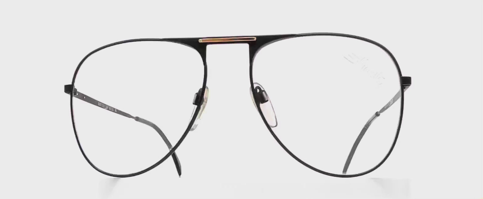 Vintage SILHOUETTE M 7021 black aviator XXL glasses frames