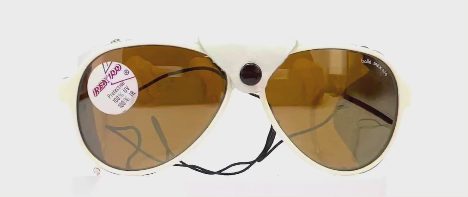 Vintage BOLLE Irex 100 white leather glacier sunglasses