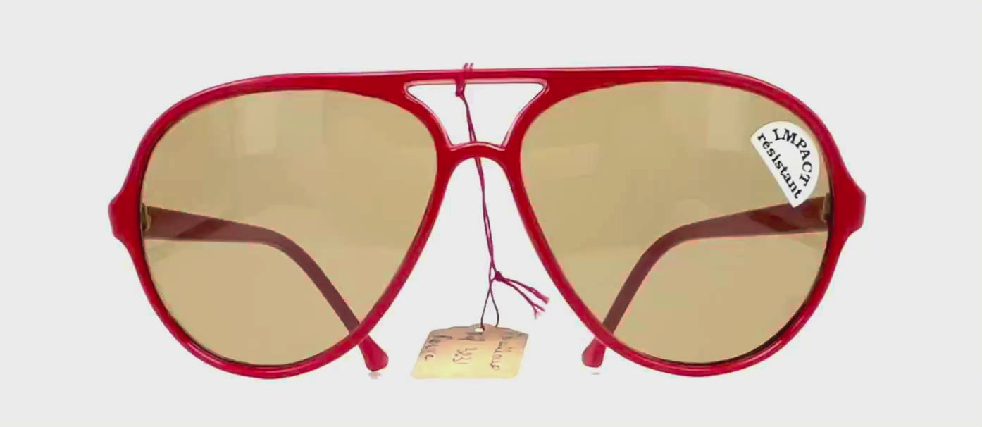 Vintage VUARNET POUILLOUX 3231 nylon red aviator mineral sunglasses