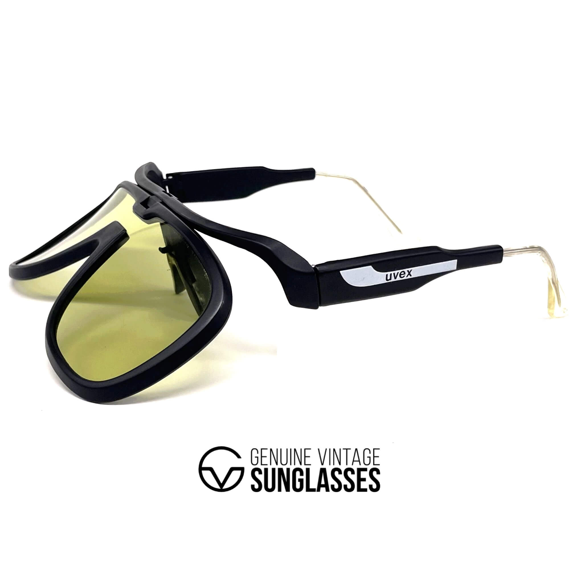 Vintage UVEX 5347 X Chef de File shield clip hinge sports sunglasses